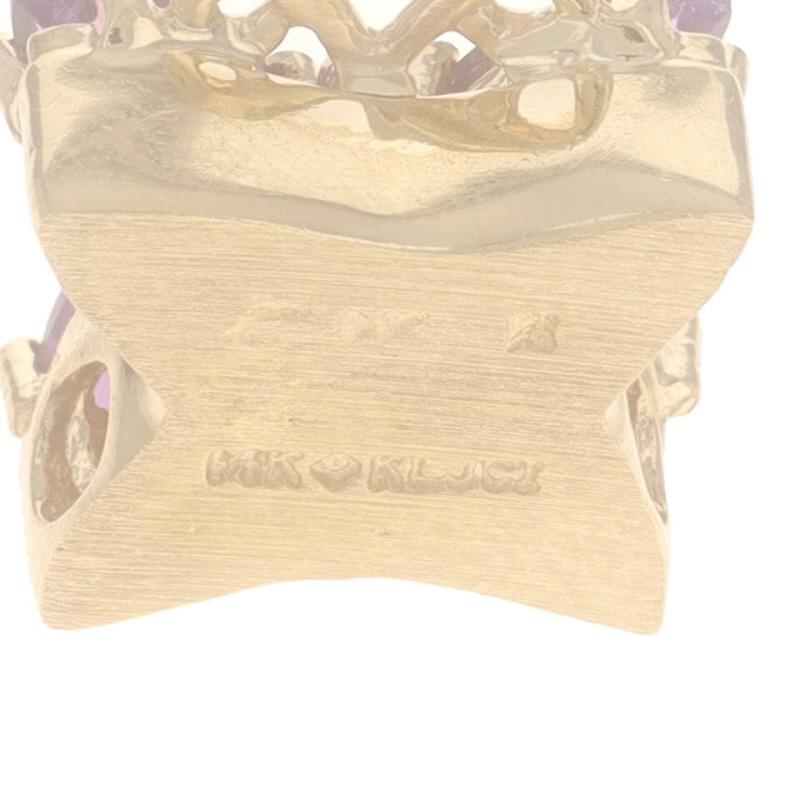 Women's Richard Klein Amethyst Diamond Butterfly Slide Charm Yellow Gold 14k Marq1.80ctw For Sale