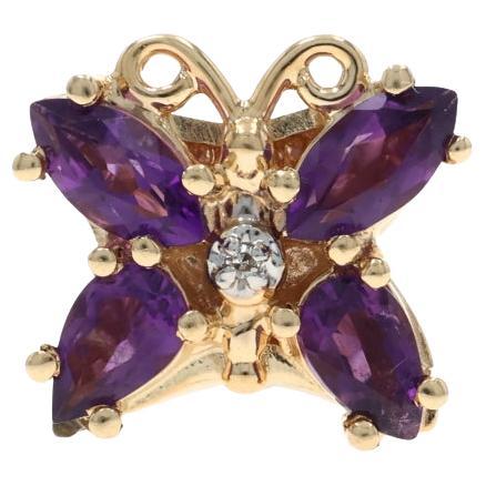 Richard Klein Amethyst Diamond Butterfly Slide Charm Yellow Gold 14k Marq1.80ctw For Sale