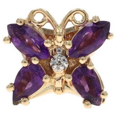 Richard Klein Amethyst Diamond Butterfly Slide Charm Yellow Gold 14k Marq1.80ctw
