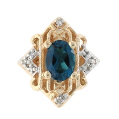 Richard Klein London Blue Topaz Diamond Slide Charm - Yellow Gold 14k Oval