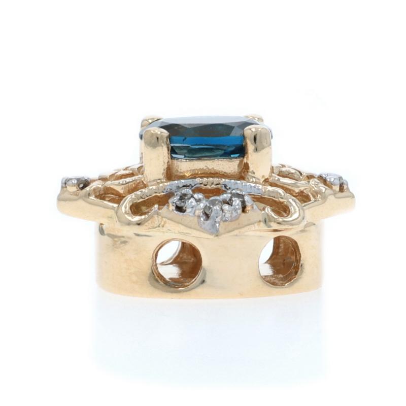 Oval Cut Richard Klein London Blue Topaz Diamond Slide Charm - Yellow Gold 14k Oval For Sale