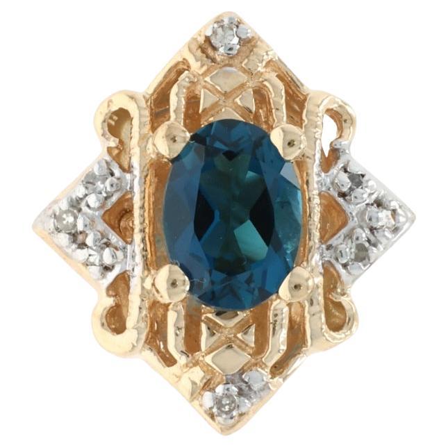 Richard Klein London Blauer Topas Diamant Slide Charme - Gelbgold 14k Oval