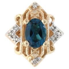 Richard Klein London Blauer Topas Diamant Slide Charme - Gelbgold 14k Oval