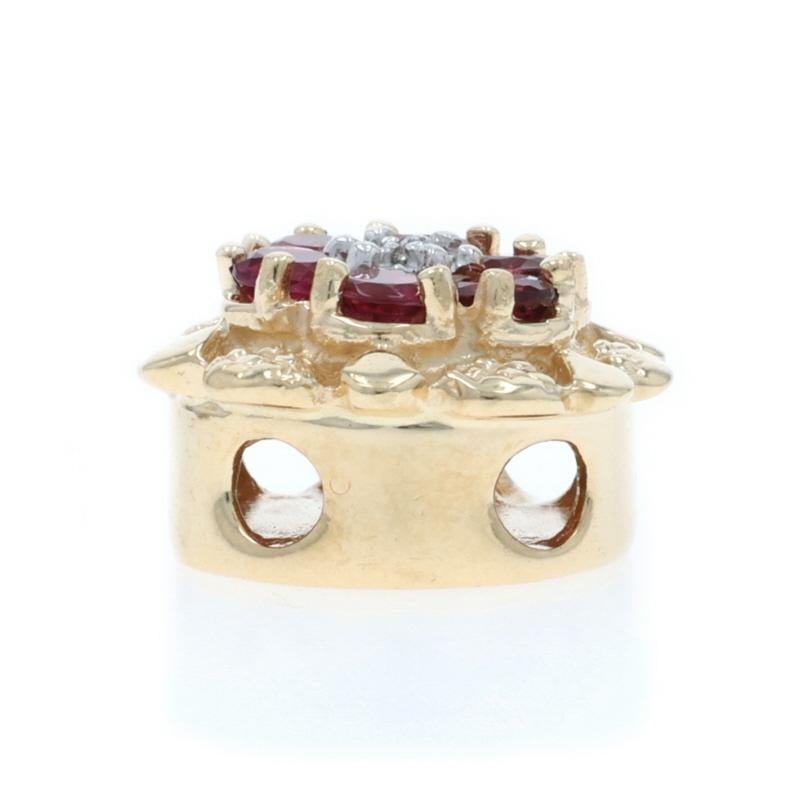 Taille ronde A. Klein Pink Diamond Slide Charm Yellow Gold 14k 1.42ctw Flower en vente