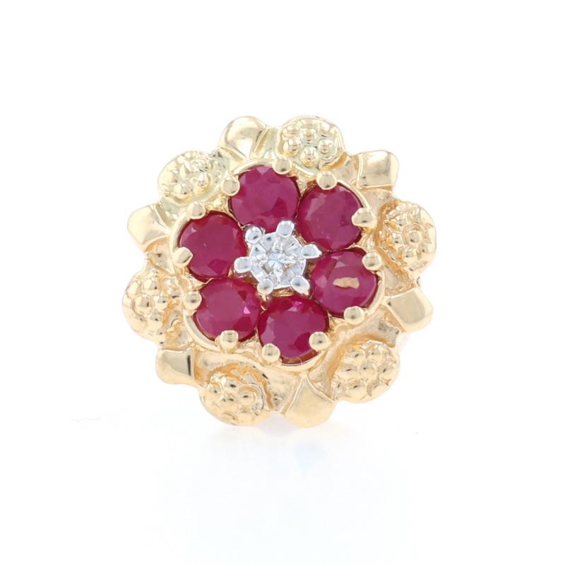 A. Klein Breloque Diamant Rubis - Or Jaune 14k Rond 1.72ctw Floral