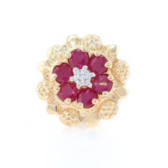 A. Klein Breloque Diamant Rubis - Or Jaune 14k Rond 1.72ctw Floral