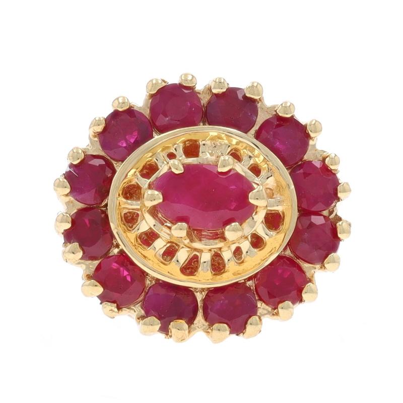 Brand: Richard Klein
Design:  Slide Charm

Metal Content: 14k Yellow Gold

Stone Information

Natural Rubies
Treatment: Heating
Carat(s): 1.79ctw
Cut: Oval & Round

Total Carats: 1.79ctw

Style: Slide Charm
Theme: Floral

Measurements

Tall: 9/16
