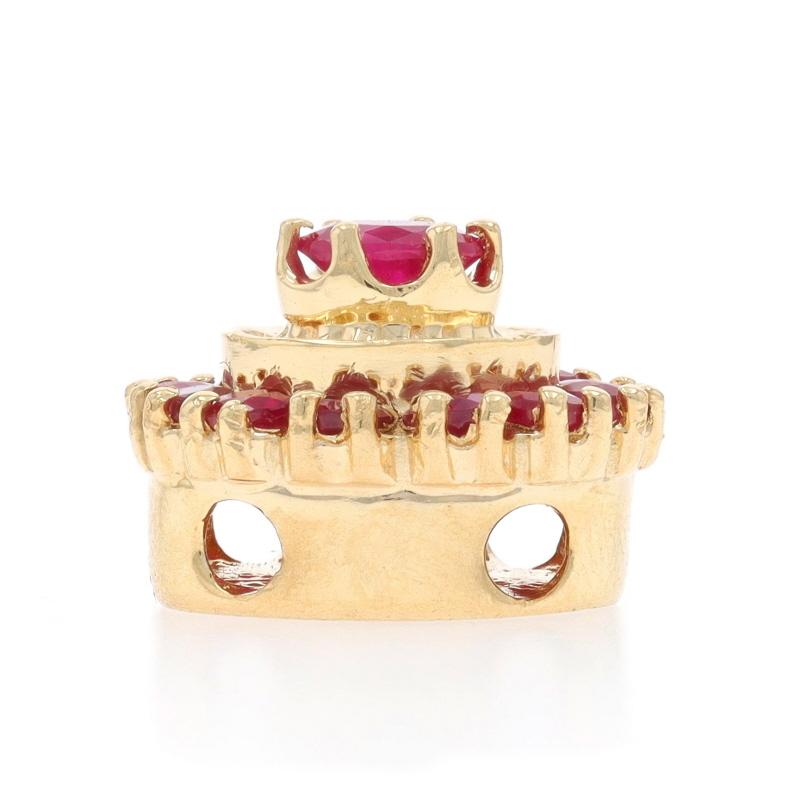 Round Cut Richard Klein Ruby Slide Charm - Yellow Gold 14k Oval & Round 1.79ctw Floral For Sale