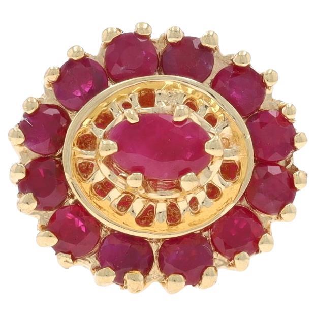 A. Klein Breloque Rubis - Or Jaune 14k Ovale & Rond 1.79ctw Floral