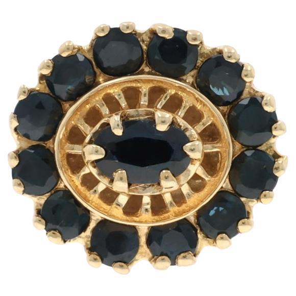 Richard Klein Sapphire Halo Slide Charm - Yellow Gold 14k Oval Rd 1.79ctw Floral