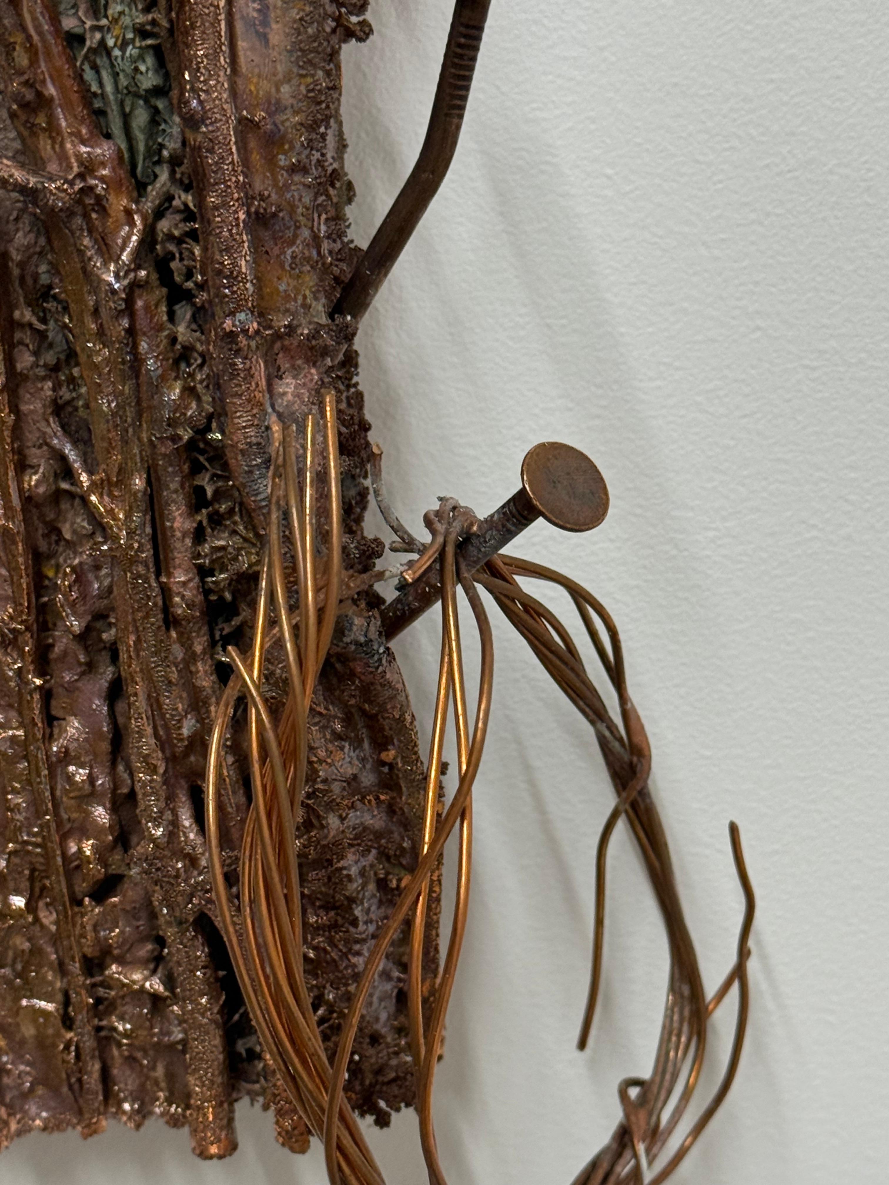 American Elm - Tree Mushrooms Vine Copper Wire Wall Mounted Sculpture, 2024 For Sale 4