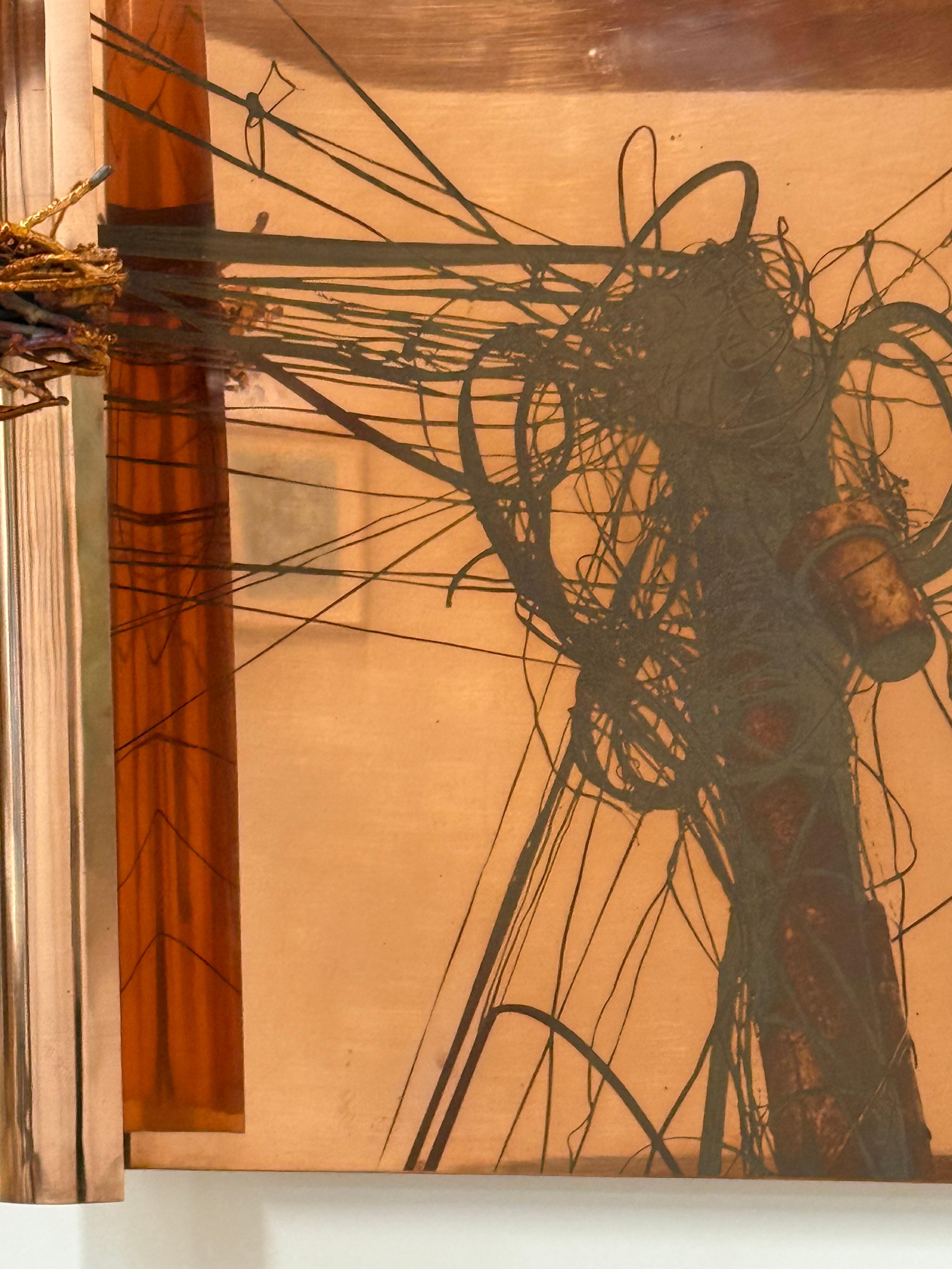 Entangled Life - Copper Wall Sculpture Power Lines Bird's Nest, 2025 For Sale 4