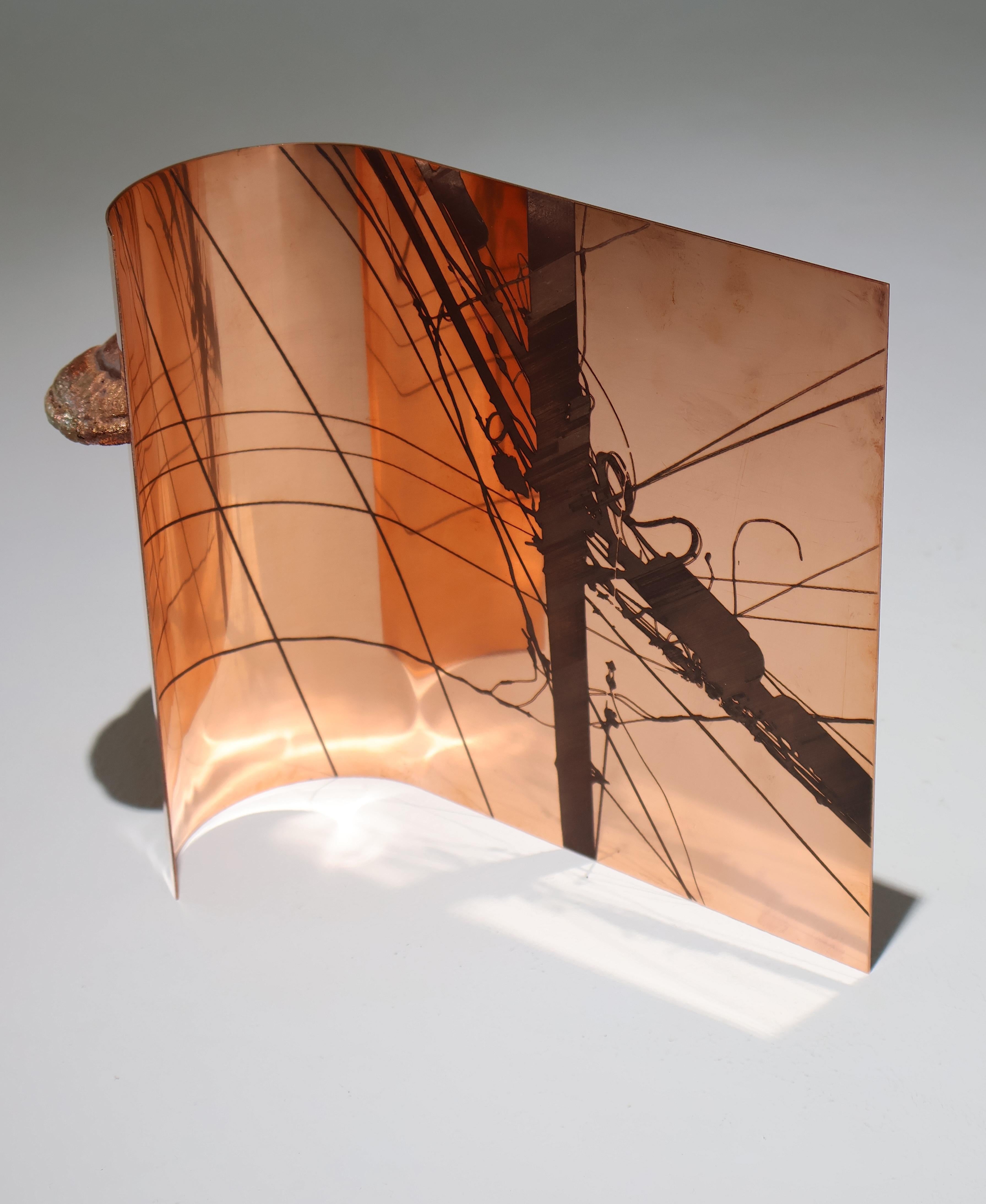 Networks II - Copper Wall Sculpture Power Lines Mushrooms Metal Fungi, 2025 For Sale 1