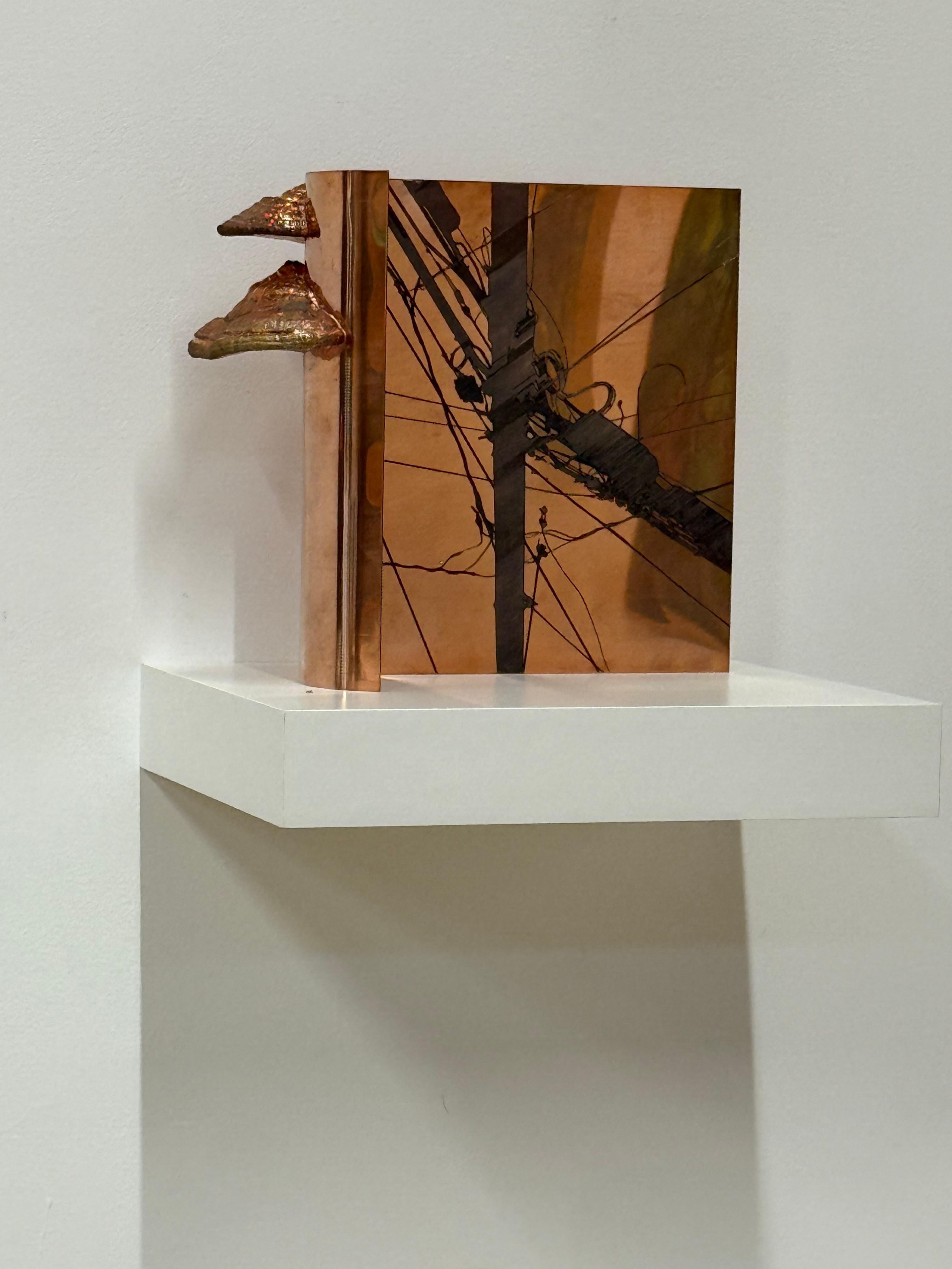 Networks II - Copper Wall Sculpture Power Lines Mushrooms Metal Fungi, 2025 For Sale 2