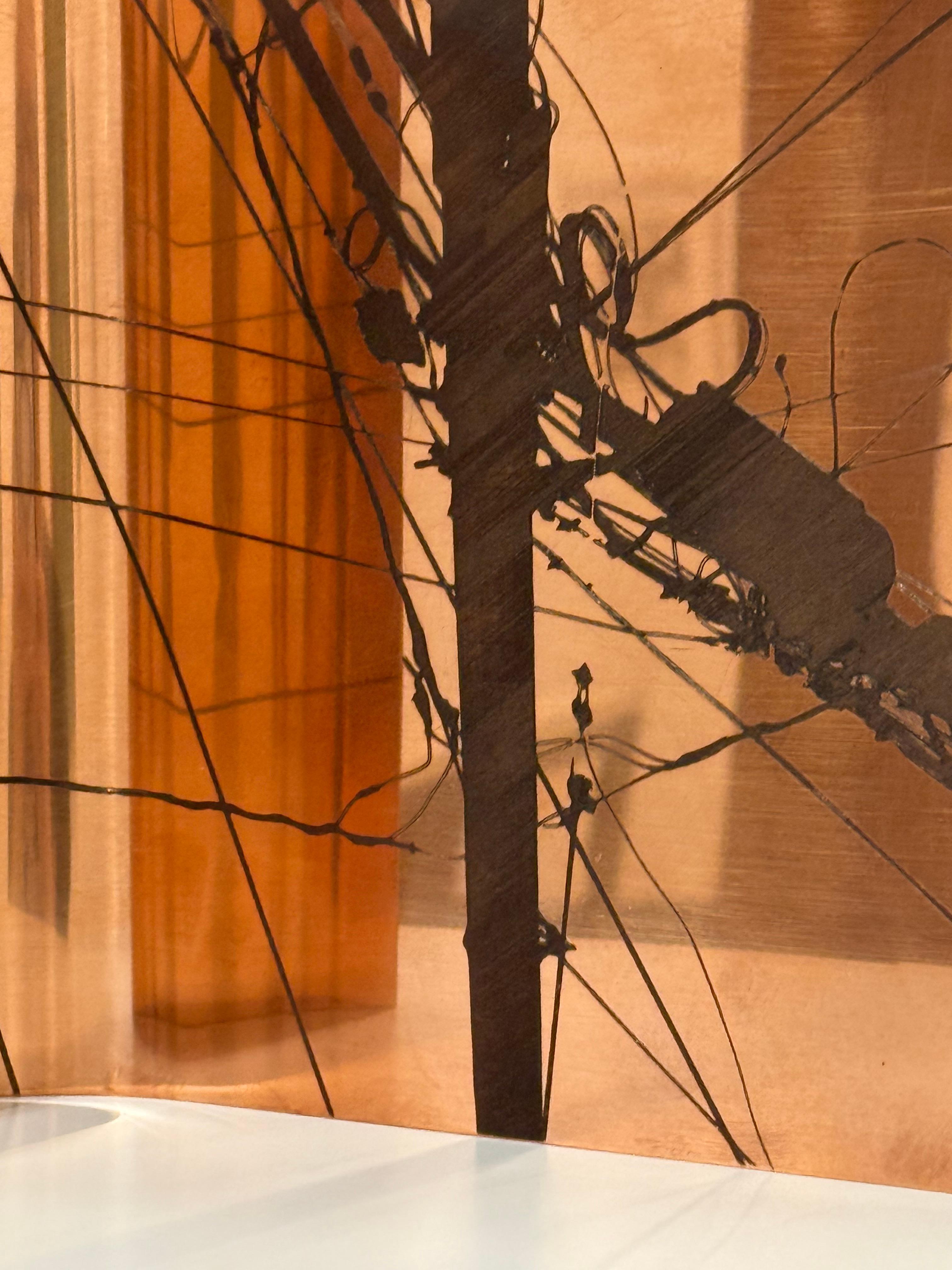 Networks II - Copper Wall Sculpture Power Lines Mushrooms Metal Fungi, 2025 For Sale 5