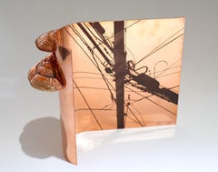 Networks II - Copper Wall Sculpture Power Lines Mushrooms Metal Fungi, 2025