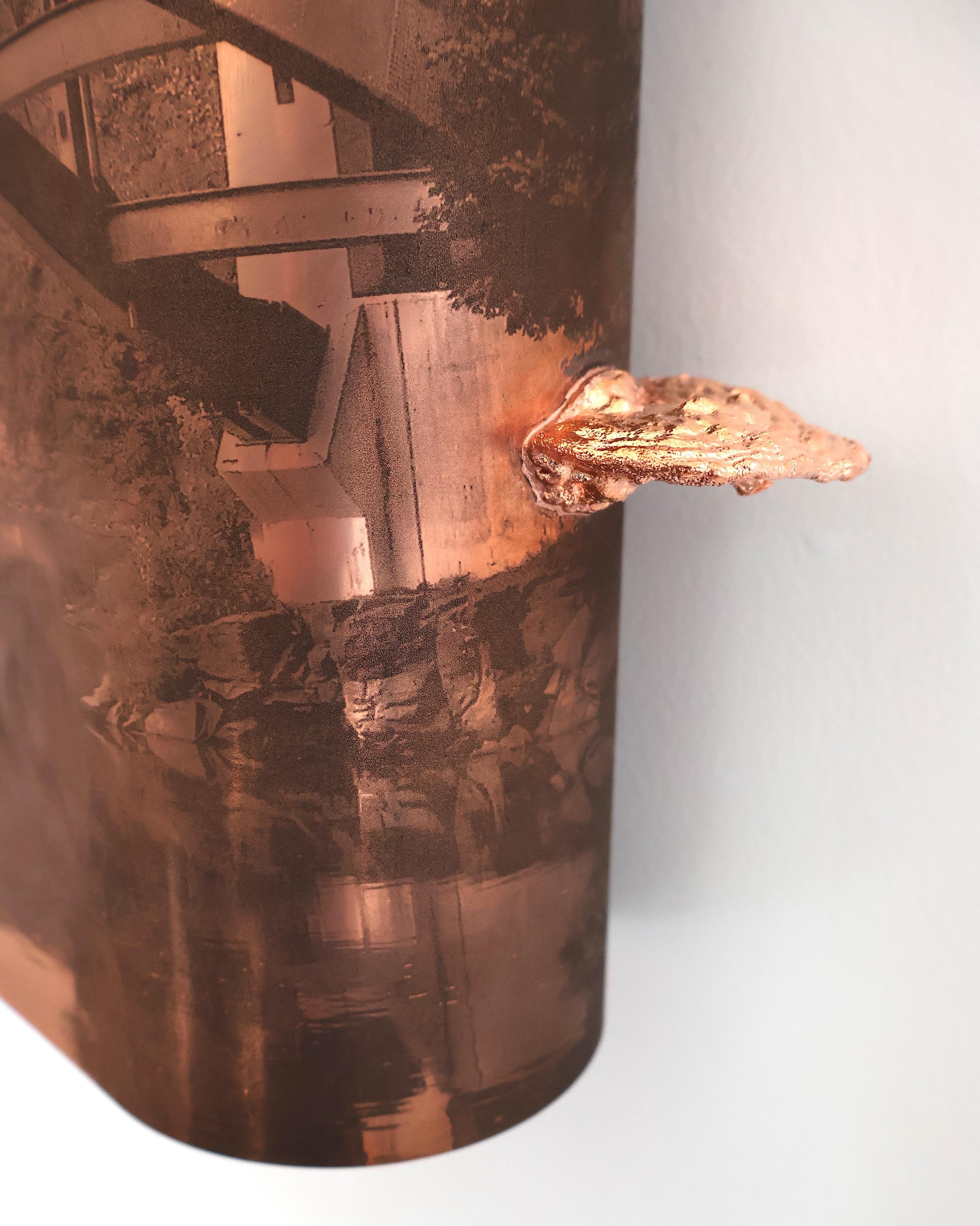 The River - Copper Wall Sculpture Bridge Landscape Mushrooms Metal Fungi, 2024 For Sale 4
