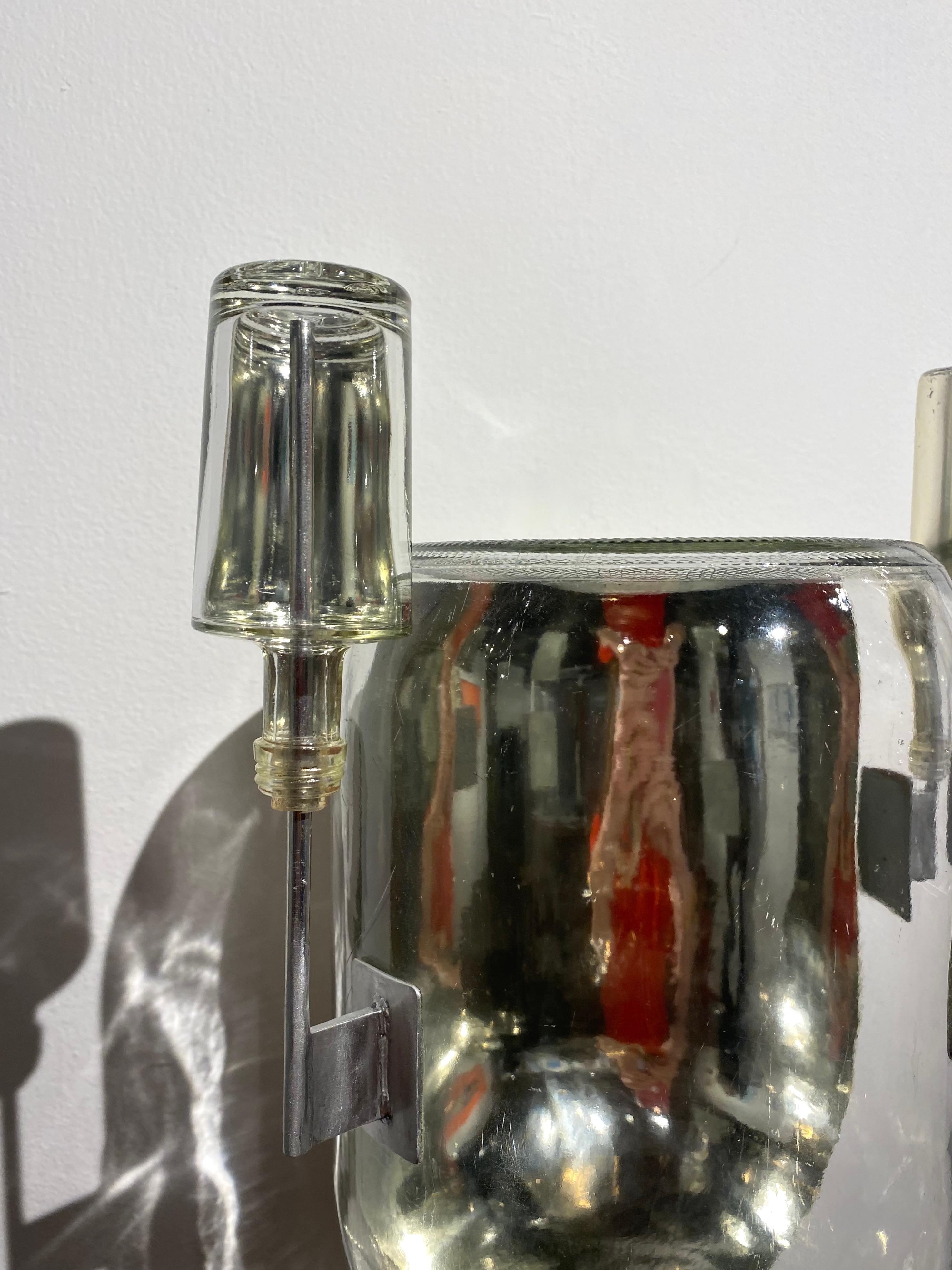 Untitled Watertower, Glass Wall Sculpture, White Gold Metal Plated Jug, Bottles For Sale 2