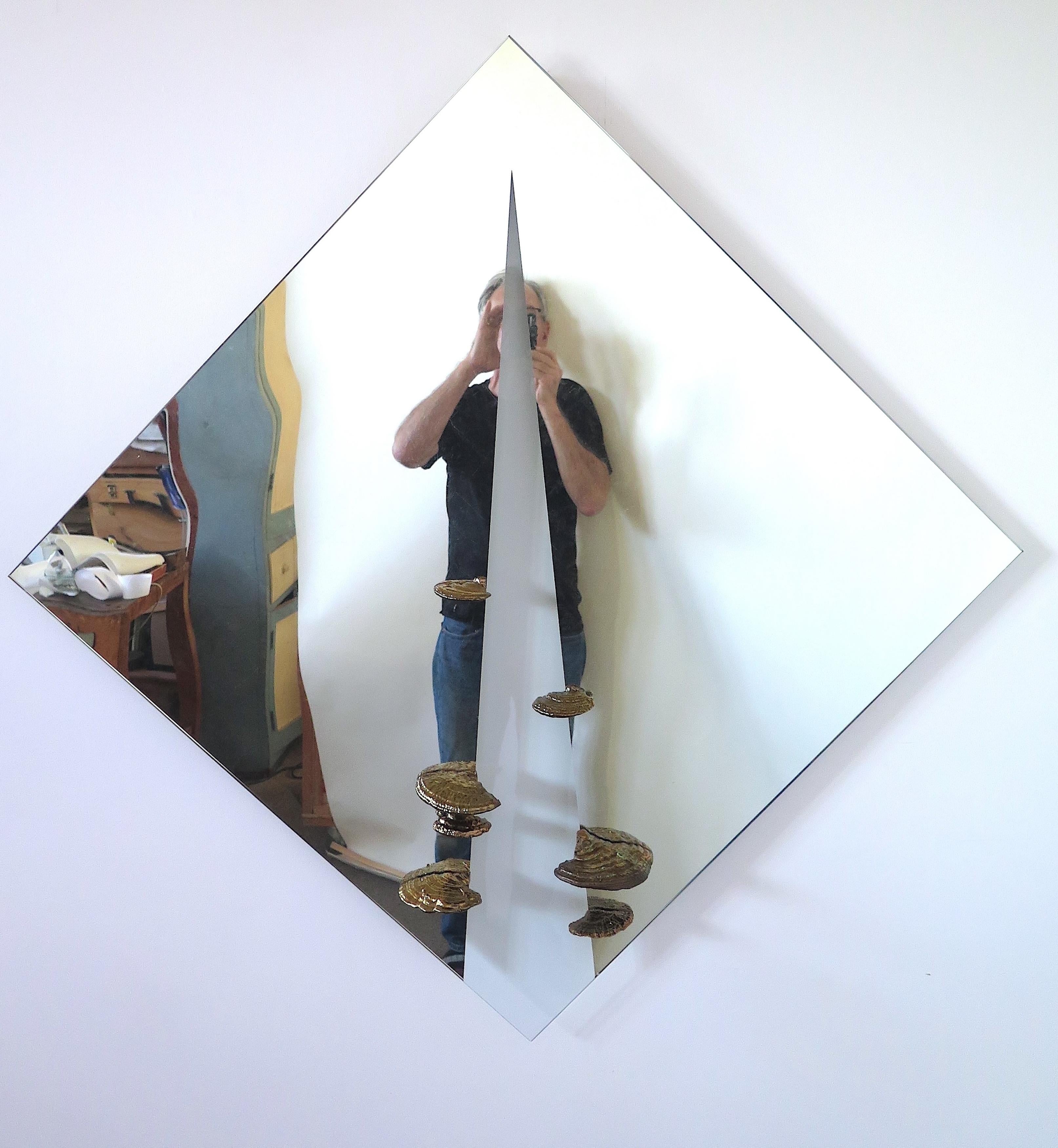 Vanishing Point - Mirrored Glass Wall Sculpture Copper Plated Mushroom, 2023 For Sale 1