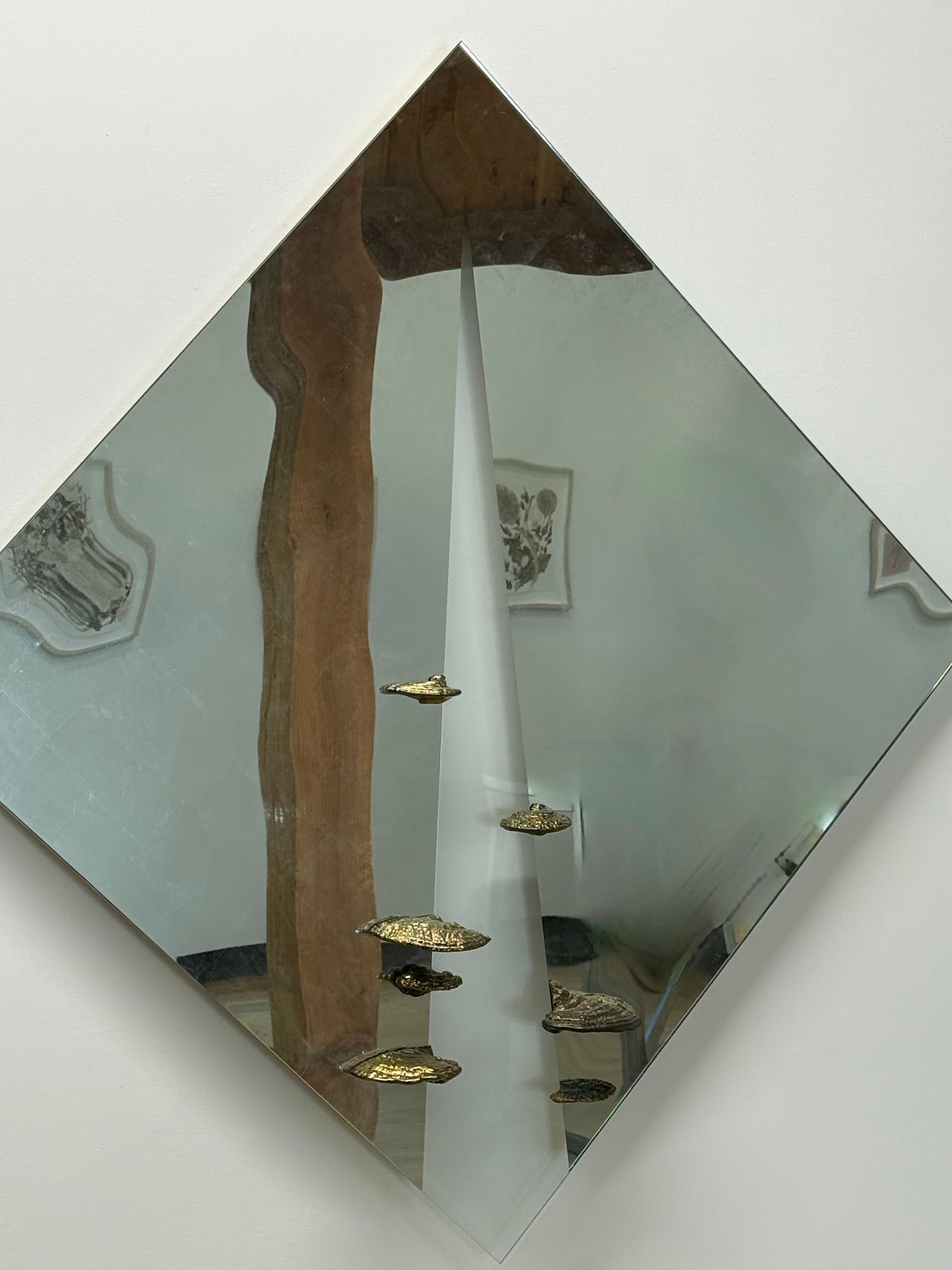 Vanishing Point - Verspiegelte Glas-Wandskulptur Verkupferter Pilz, 2023 im Angebot 4