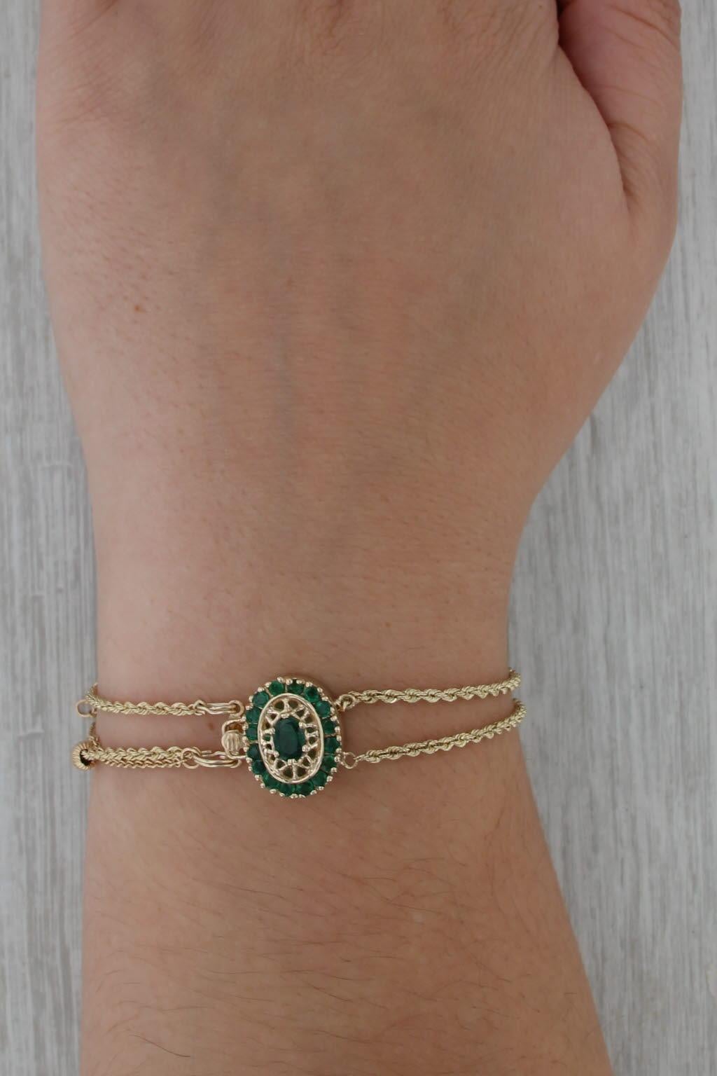 Richard Klein Slide Charm Bracelet 14k Yellow Gold 7" 1.12ctw Emerald Clasp View 2