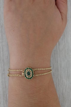 Richard Klein Slide Charm Bracelet 14k Yellow Gold 7" 1.12ctw Emerald Clasp