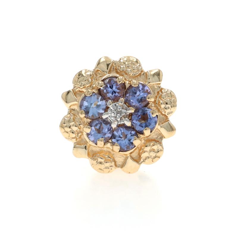 Brand: Richard Klein
Design:  Slide Charm

Metal Content: 14k Yellow Gold & 14k White Gold

Stone Information

Natural Tanzanites
Treatment: Routinely Enhanced
Carat(s): .48ctw
Cut: Round

Natural Diamond
Carat(s): (1) small

Total Carats: