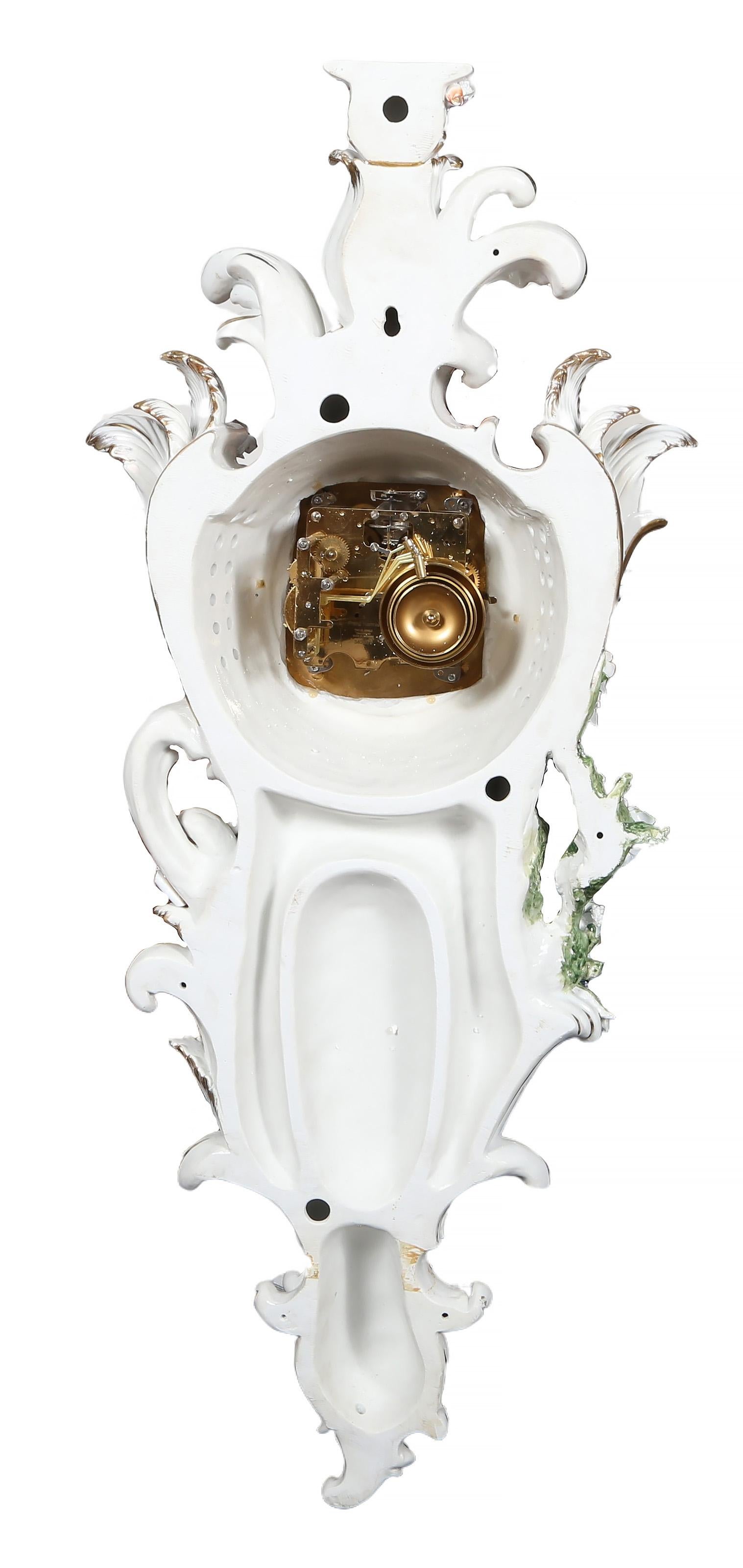 Couple Proposing, Baroque Porcelain Clock by Richard Klemm For Sale 4