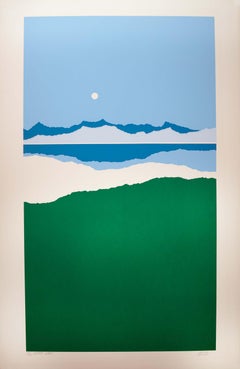 Richard Kozlow Crater Lake Signed Modernist Serigraph 55/100 Unframed 1980s