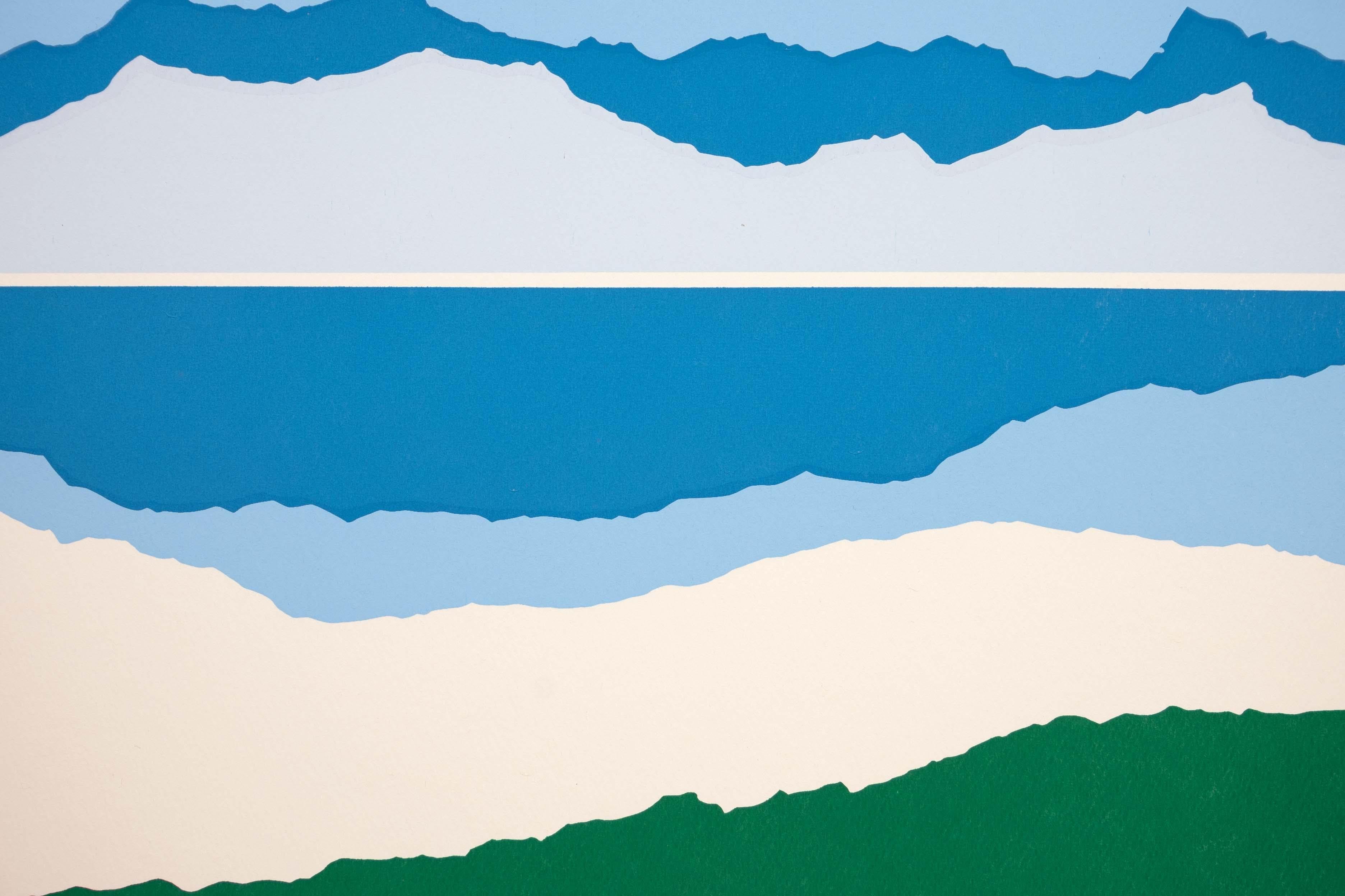Richard Kozlow Crater Lake Signed Modernist Serigraph 55/100 Unframed 1980s In Good Condition In Keego Harbor, MI