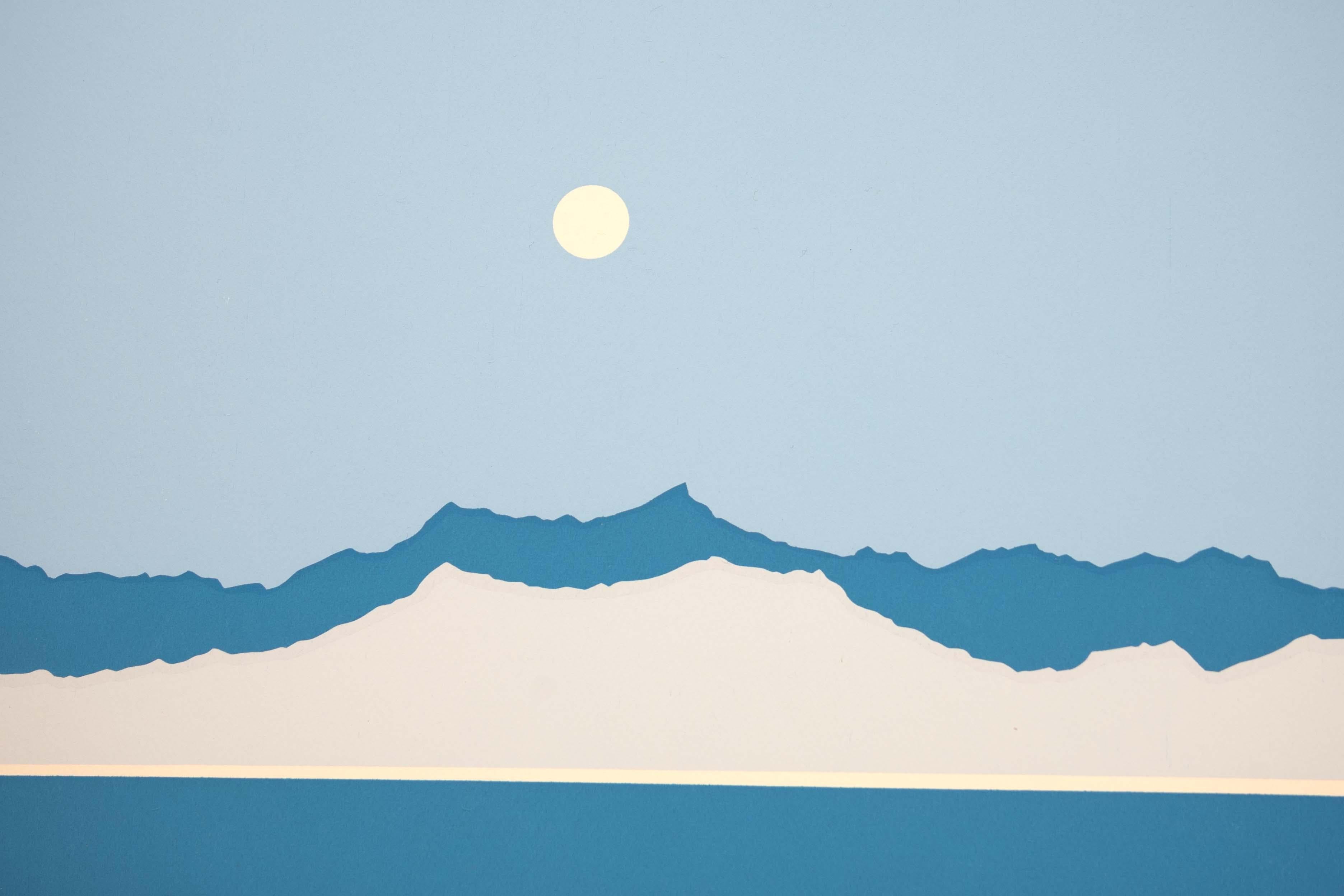 Late 20th Century Richard Kozlow Crater Lake Signed Modernist Serigraph 55/100 Unframed 1980s