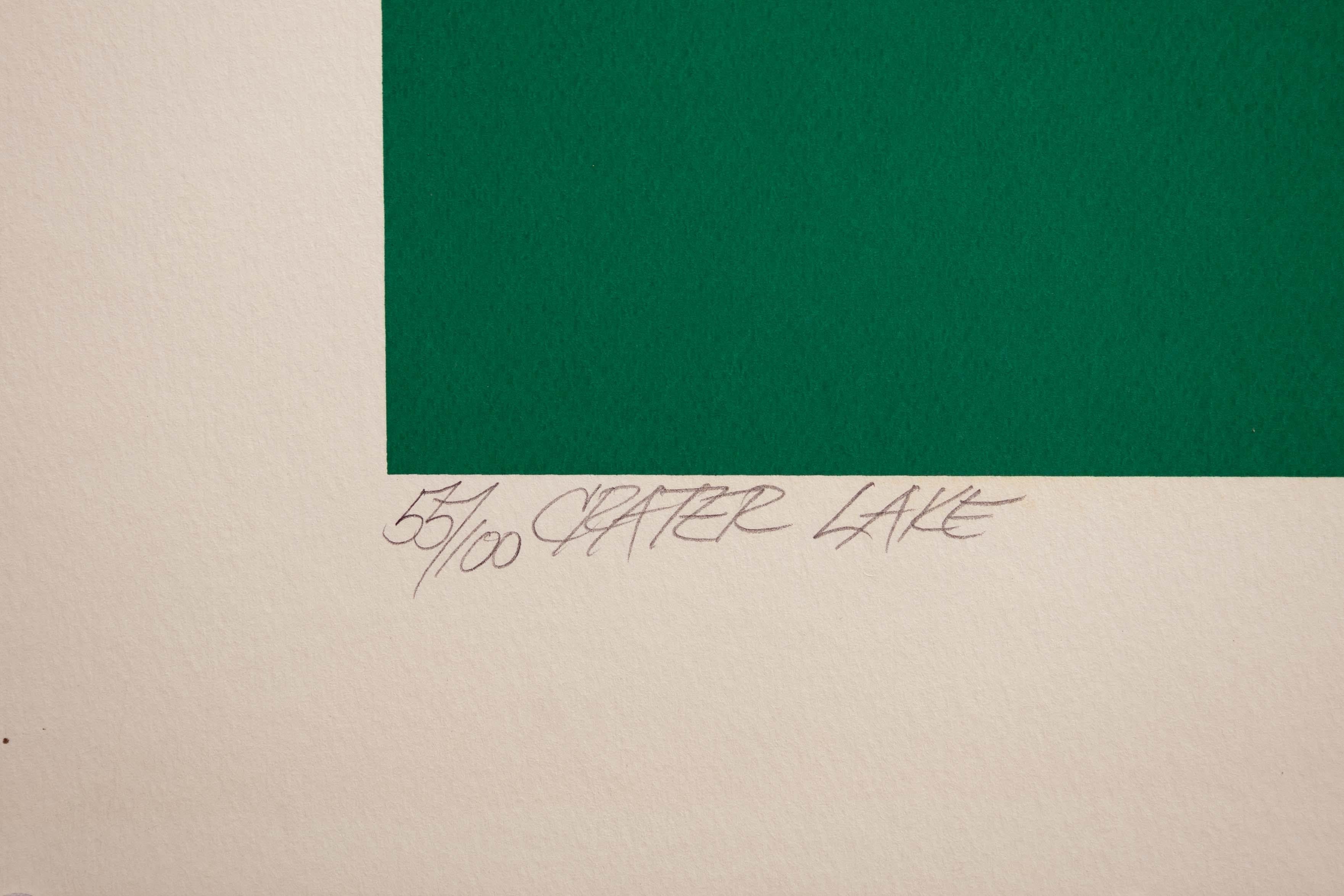 Richard Kozlow Crater Lake Signed Modernist Serigraph 55/100 Unframed 1980s 1