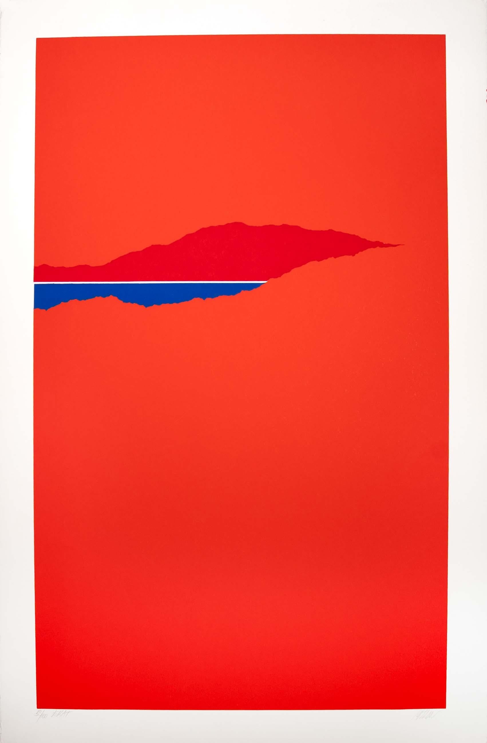 An abstract modernist serigraph on paper titled 