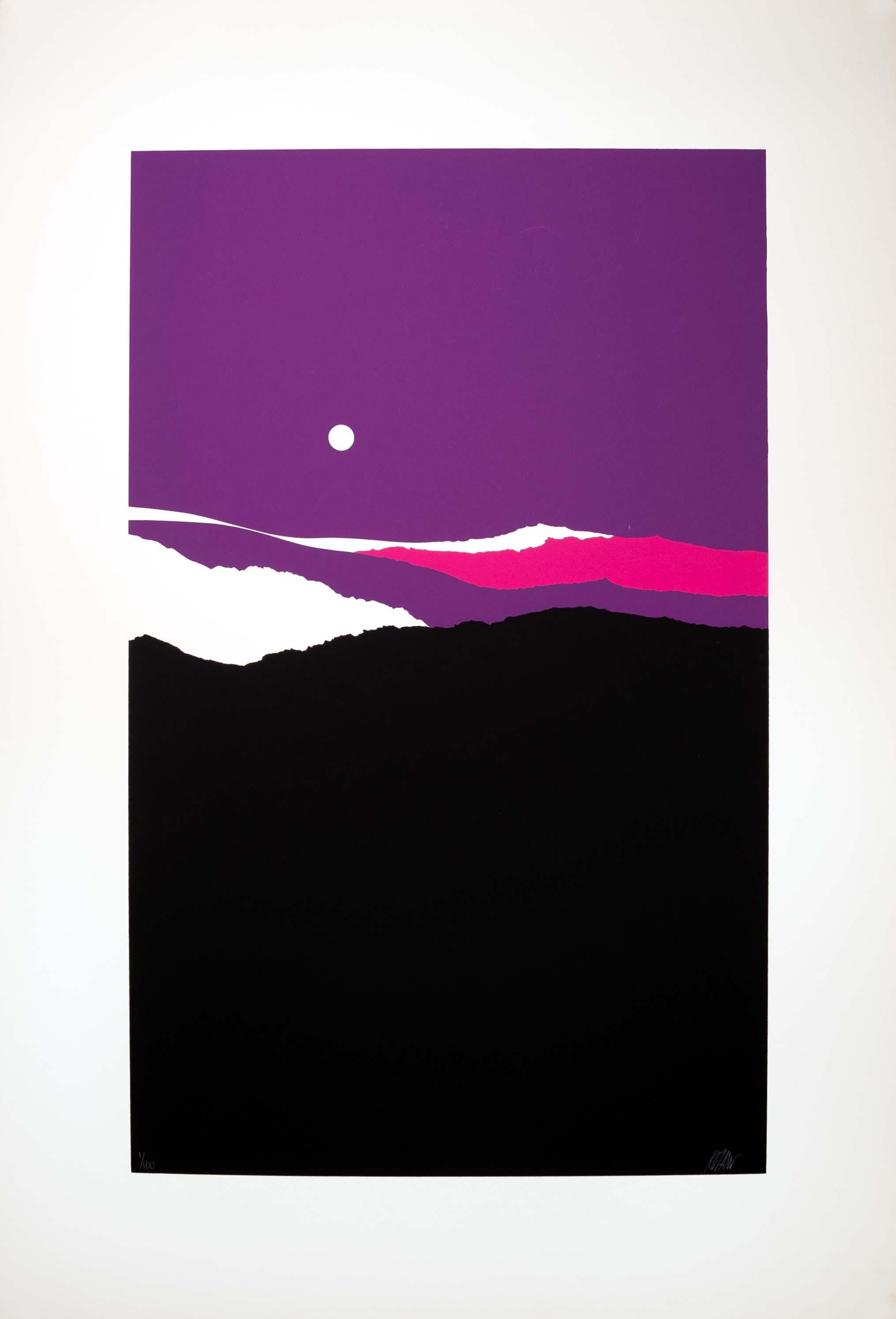 An abstract modernist serigraph on paper titled 