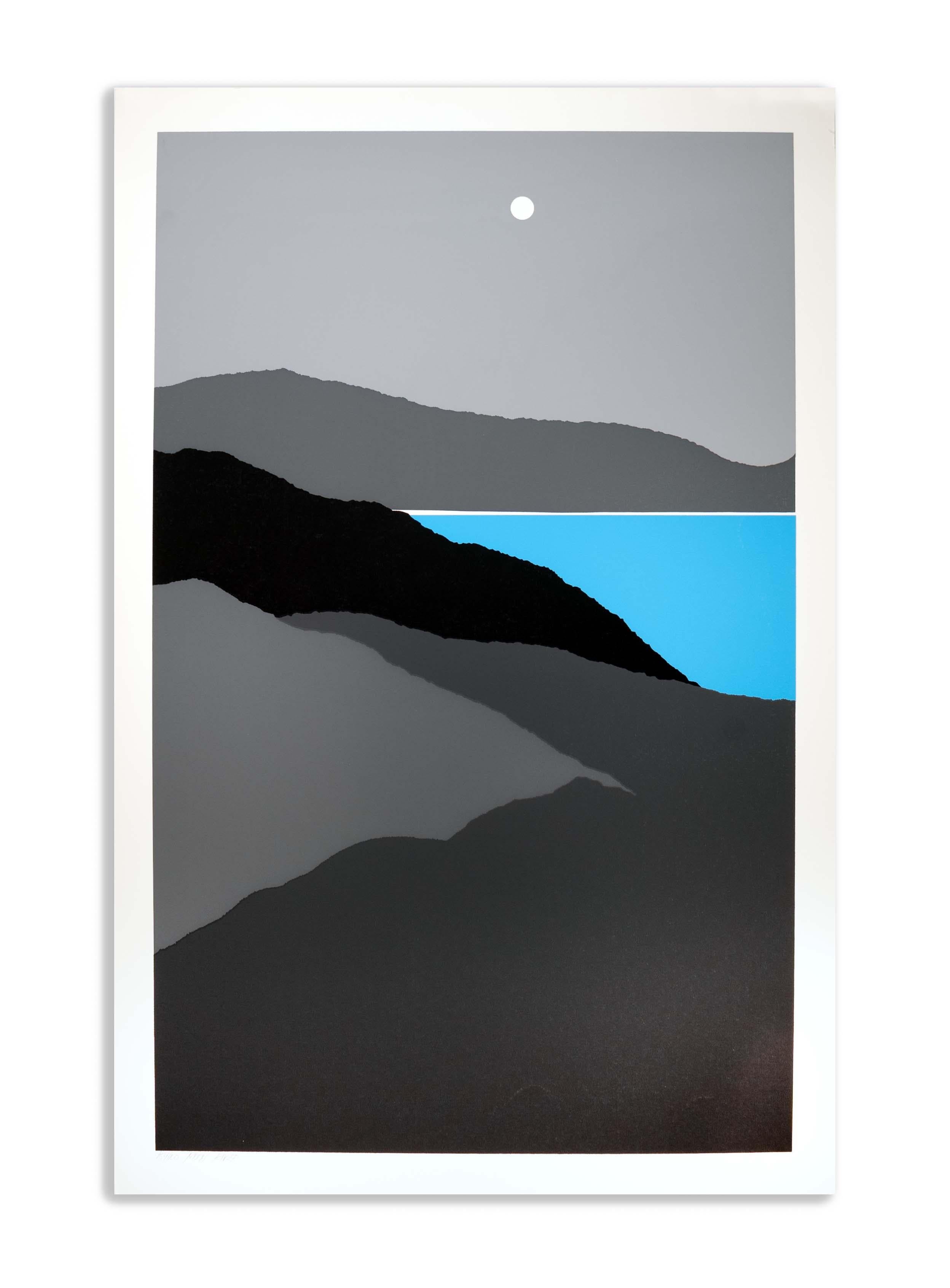 American Richard Kozlow Moon River Signed Modernist Serigraph 54/100 Unframed 1980s For Sale