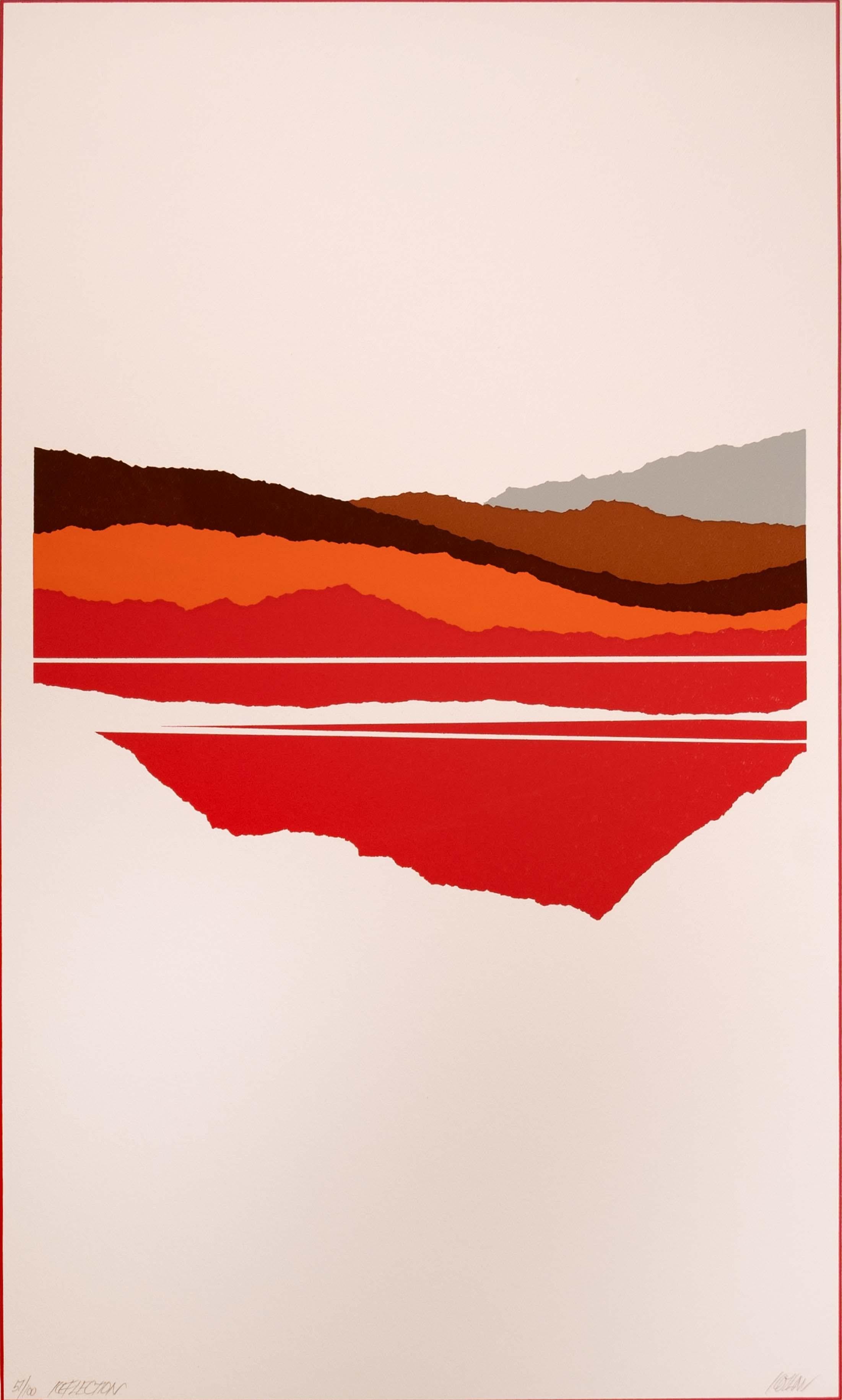 Richard Kozlow Reflection Signed Modernist Serigraph 51/100 Unframed 1980s In Good Condition For Sale In Keego Harbor, MI