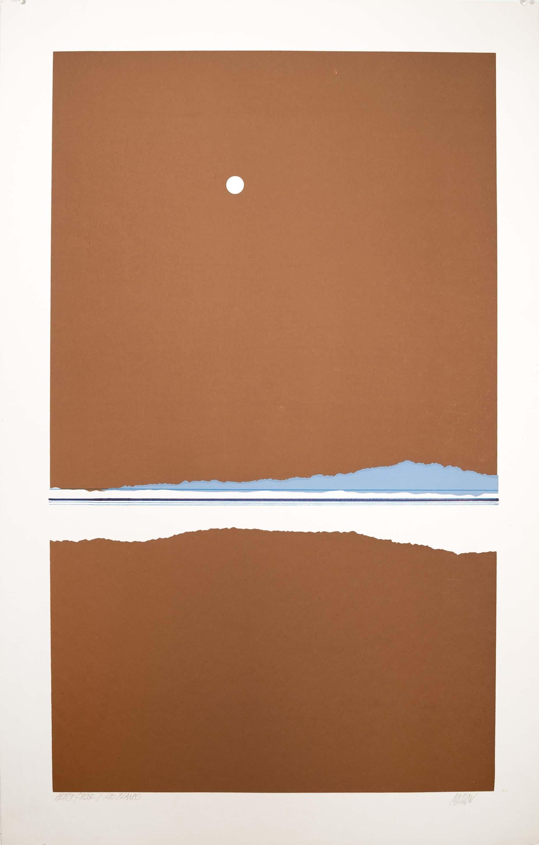 Sérigraphie abstraite moderniste sur papier intitulée 