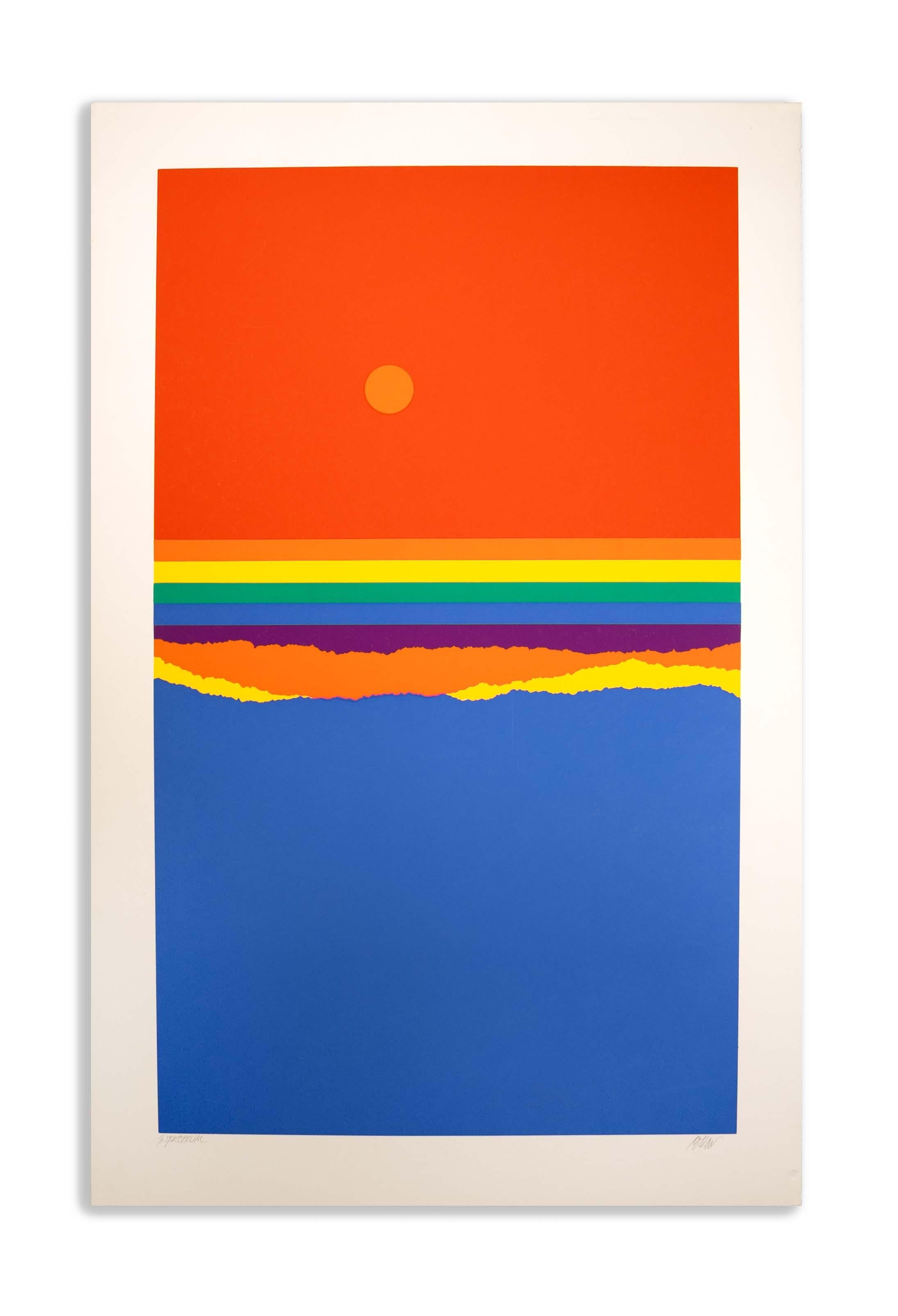 Richard Kozlow Spectrum Modernistische abstrakte Serigraphie 1/1 Un gerahmt 1980er Jahre (amerikanisch) im Angebot