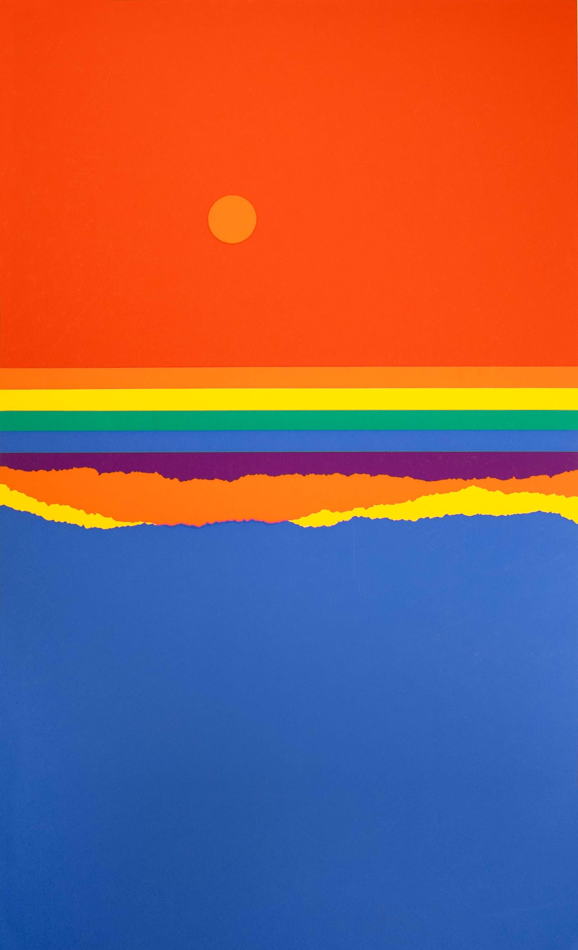 Richard Kozlow Spectrum Modernistische abstrakte Serigraphie 1/1 Un gerahmt 1980er Jahre im Zustand „Gut“ im Angebot in Keego Harbor, MI