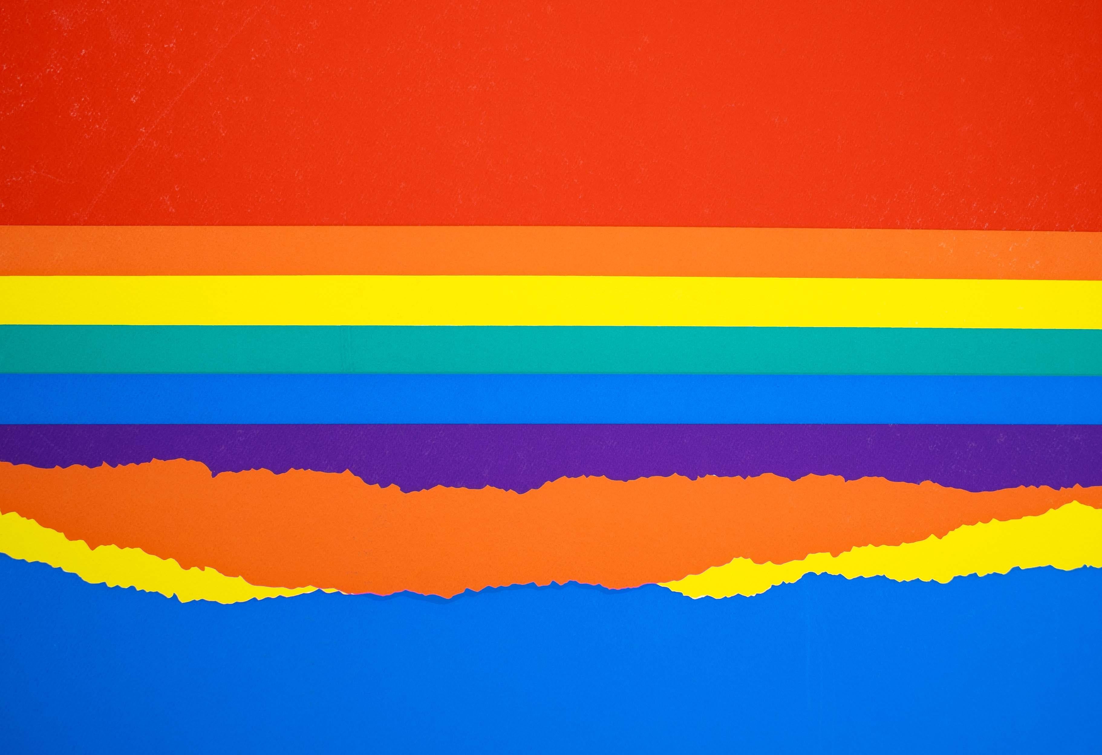 Richard Kozlow Spectrum Modernistische abstrakte Serigraphie 1/1 Un gerahmt 1980er Jahre (Ende des 20. Jahrhunderts) im Angebot