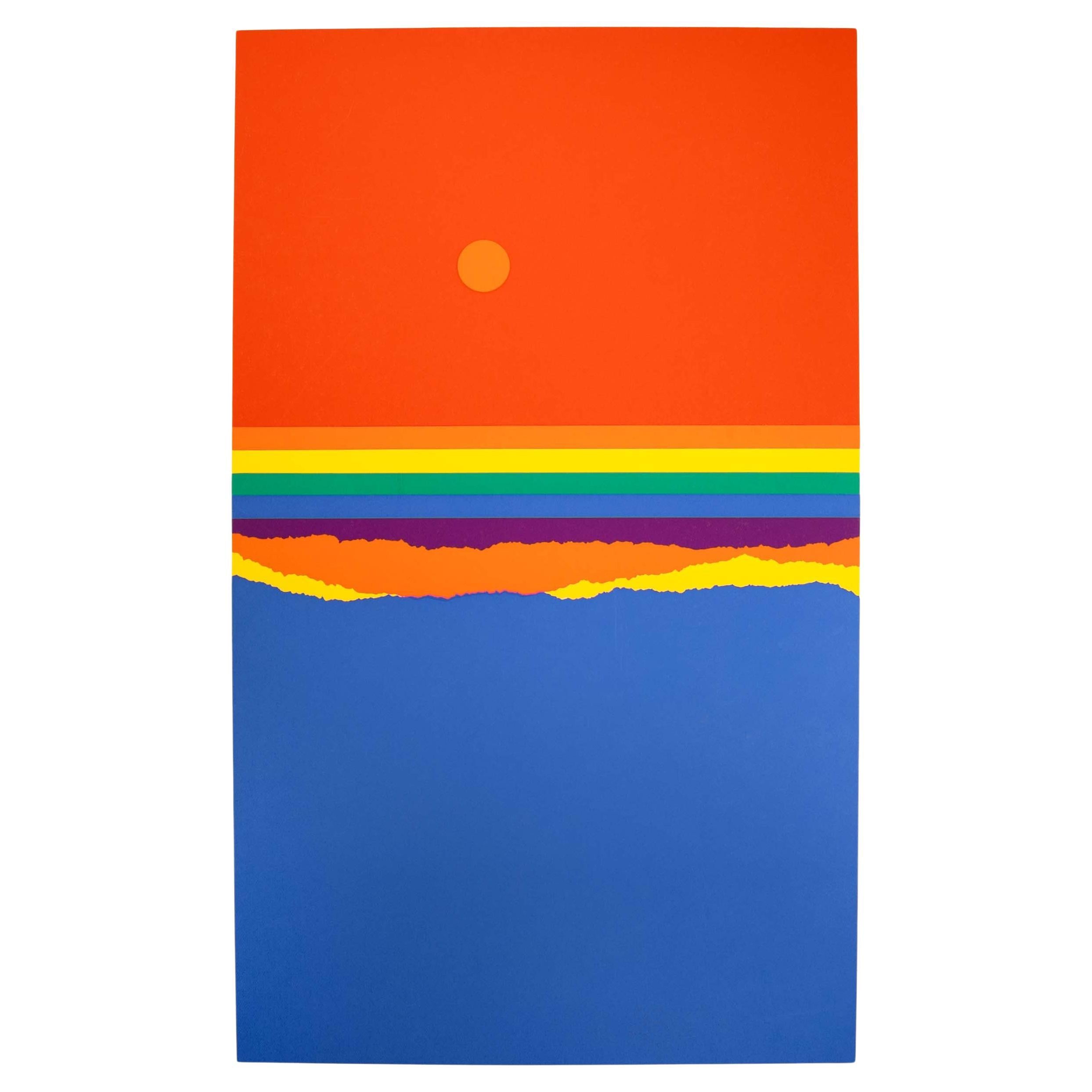 Richard Kozlow Spectrum Modernistische abstrakte Serigraphie 1/1 Un gerahmt 1980er Jahre im Angebot