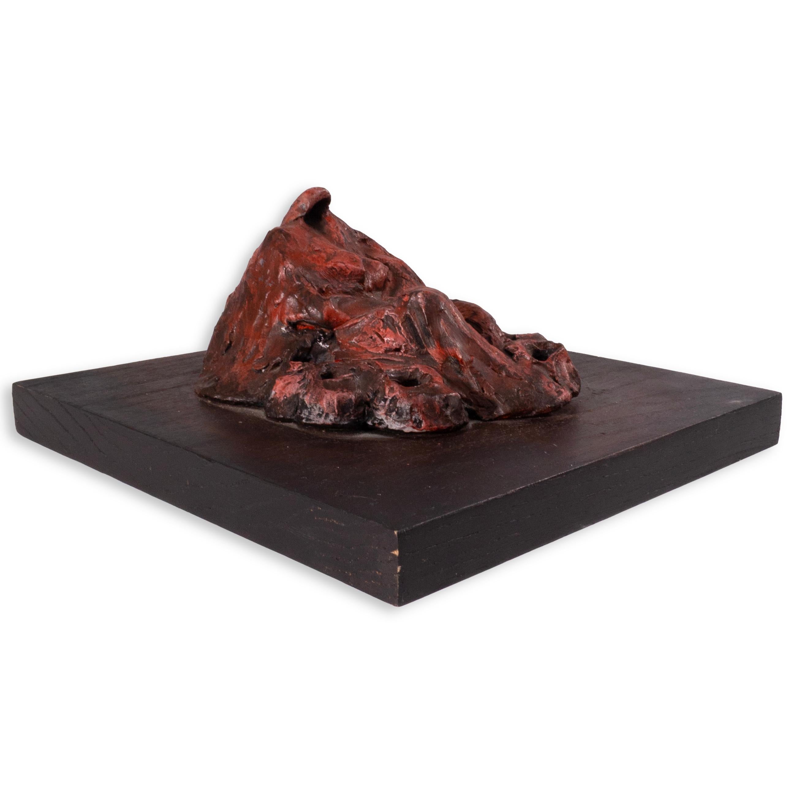 Modern Richard Kozlow Untitled 1996 Abstract Red Bronze Sculpture On Wood Base For Sale