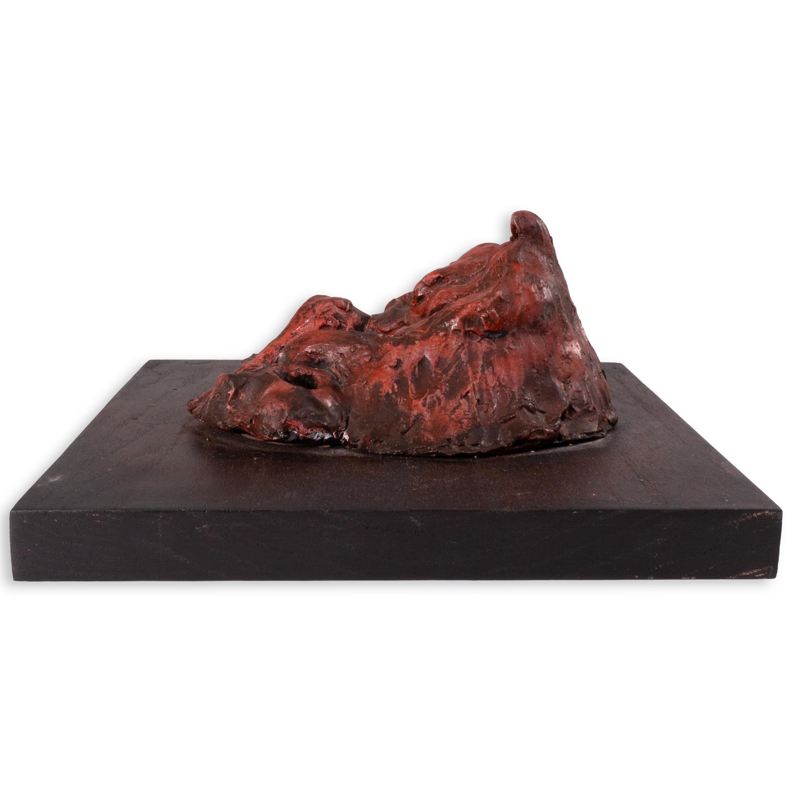 Richard Kozlow Untitled 1996 Abstract Red Bronze Sculpture On Wood Base In Good Condition For Sale In Keego Harbor, MI