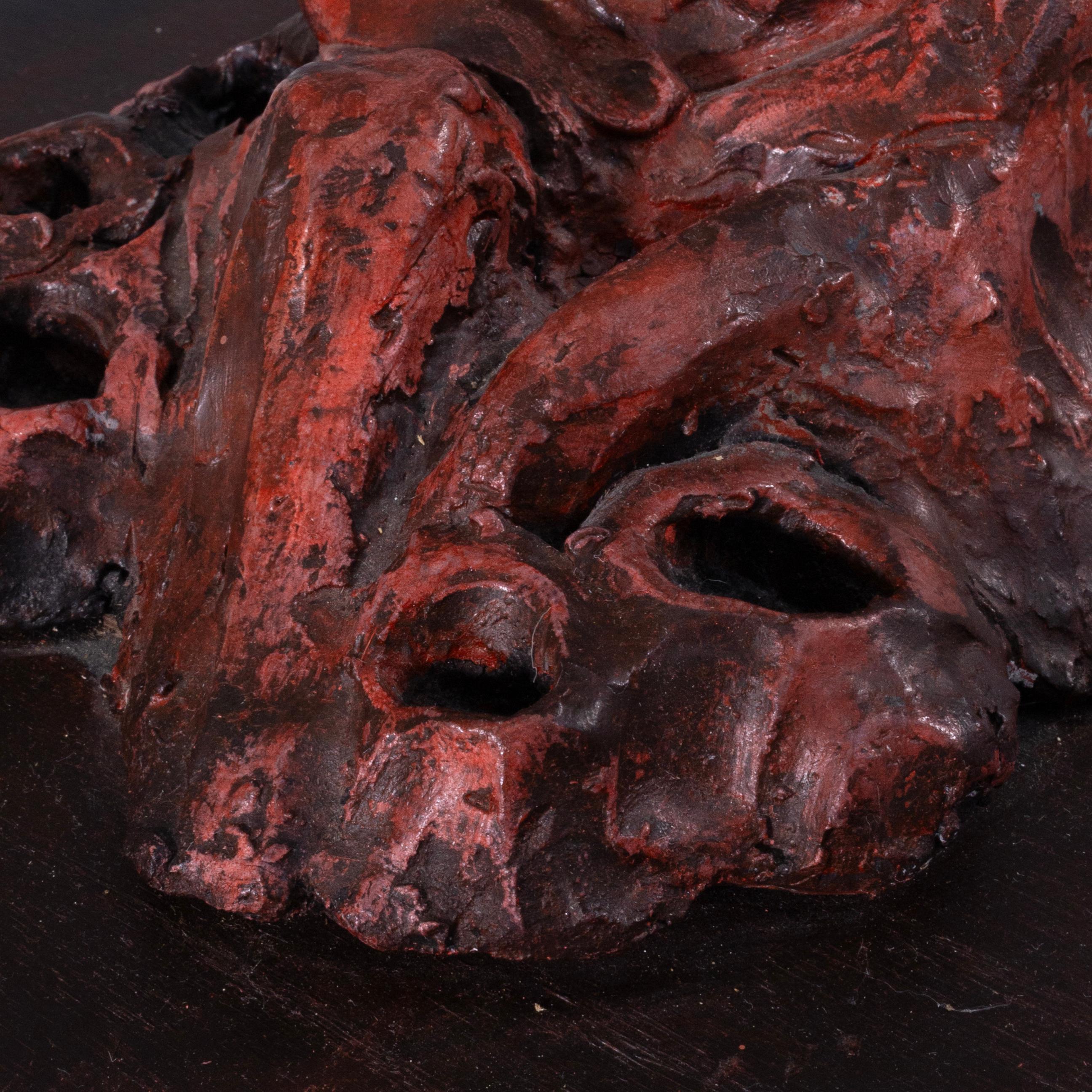 Richard Kozlow Untitled 1996 Abstract Red Bronze Sculpture On Wood Base For Sale 1