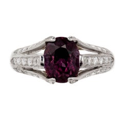 Richard Krementz 2.64 Carat Garnet Diamond Platinum Gold Engagement Ring