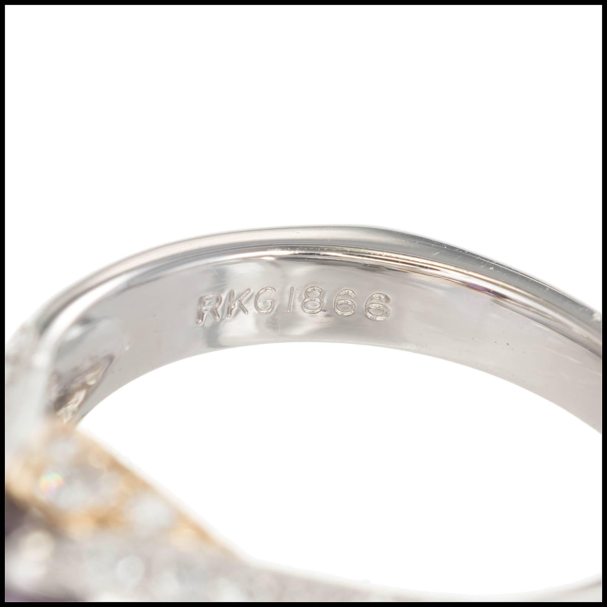 Women's Richard Krementz 2.64 Carat Garnet Diamond Platinum Gold Engagement Ring