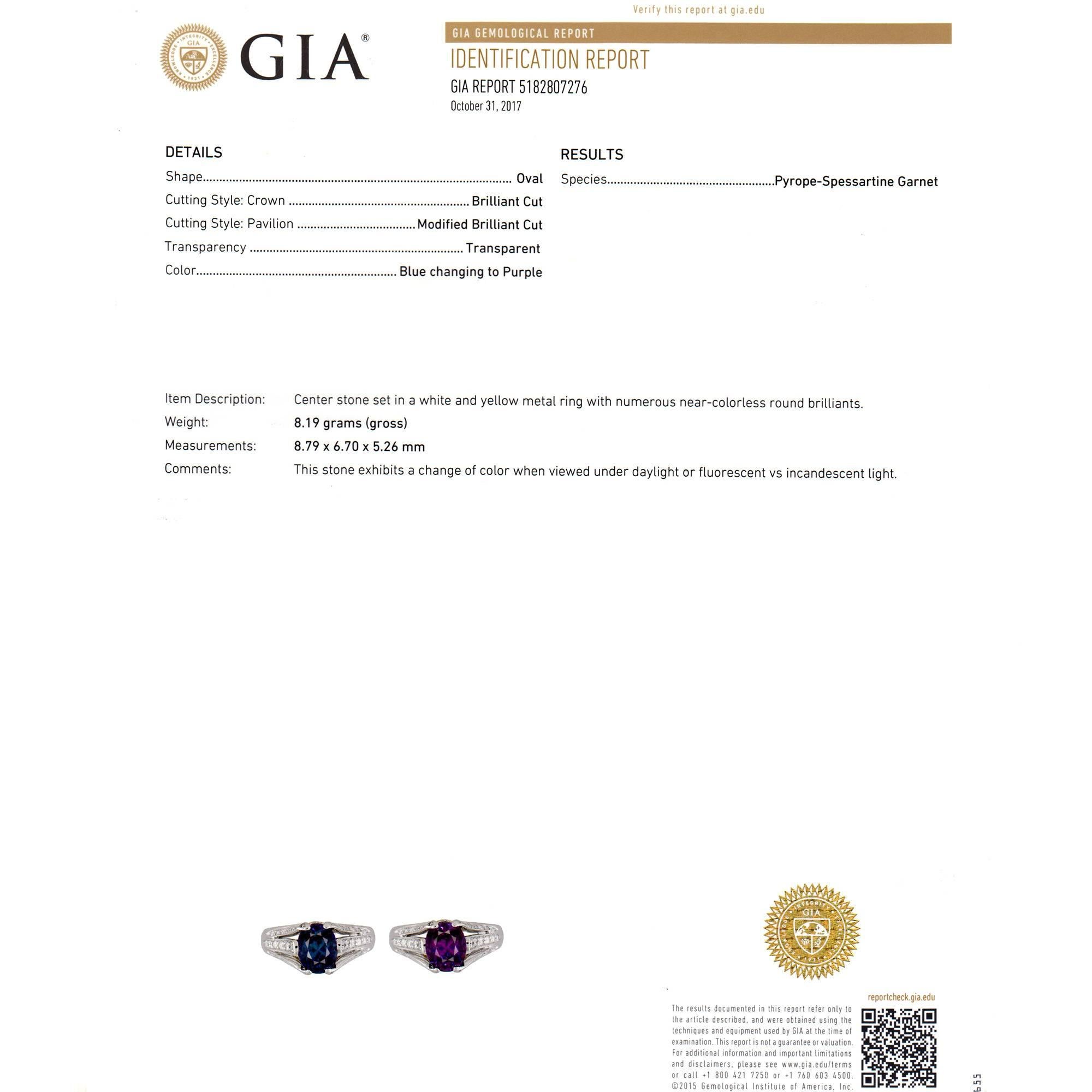 Richard Krementz 2.64 Carat Garnet Diamond Platinum Gold Engagement Ring 2