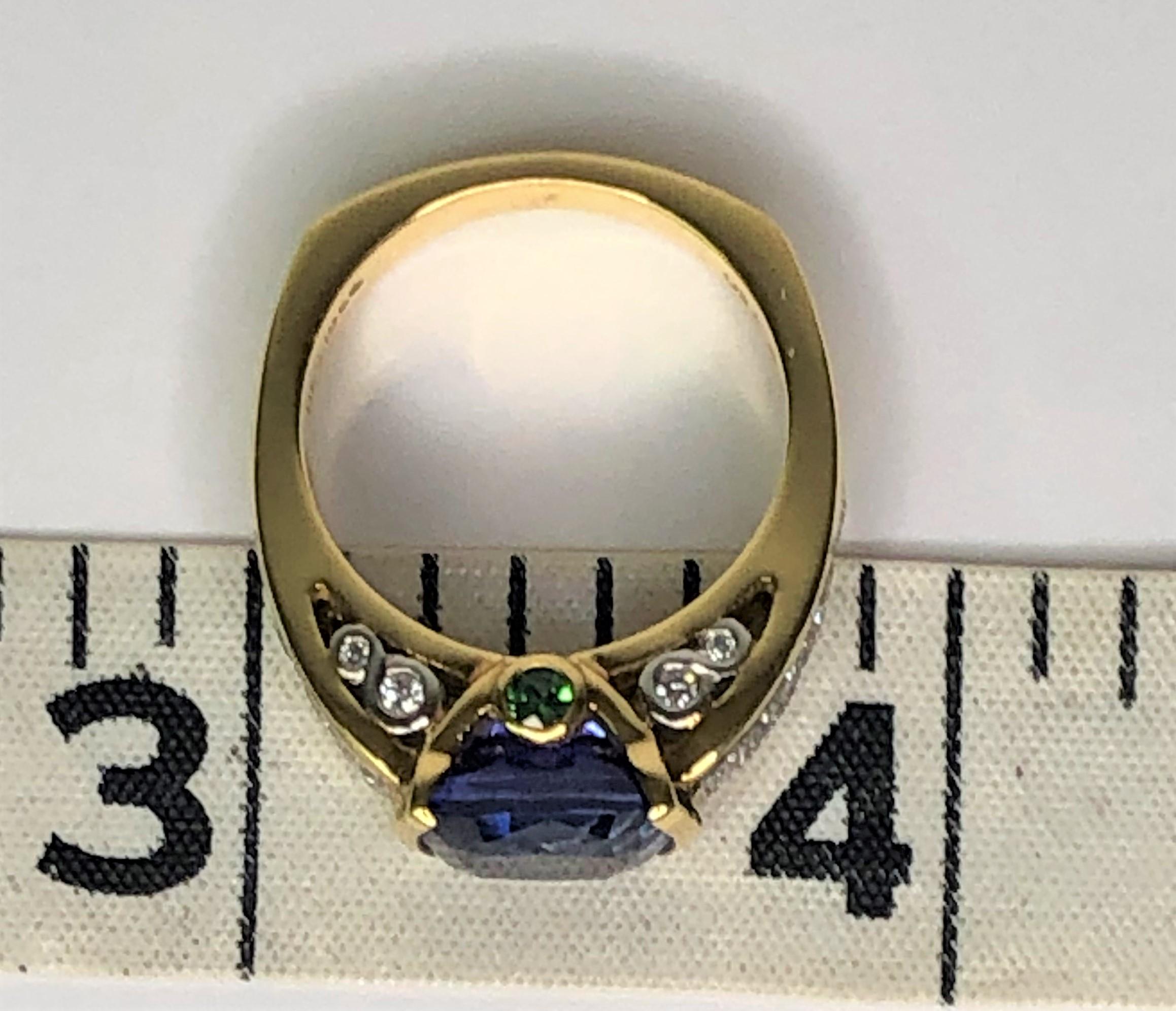 Richard Krementz 3,96 Karat Tansanit Diamant-Ring für Damen oder Herren