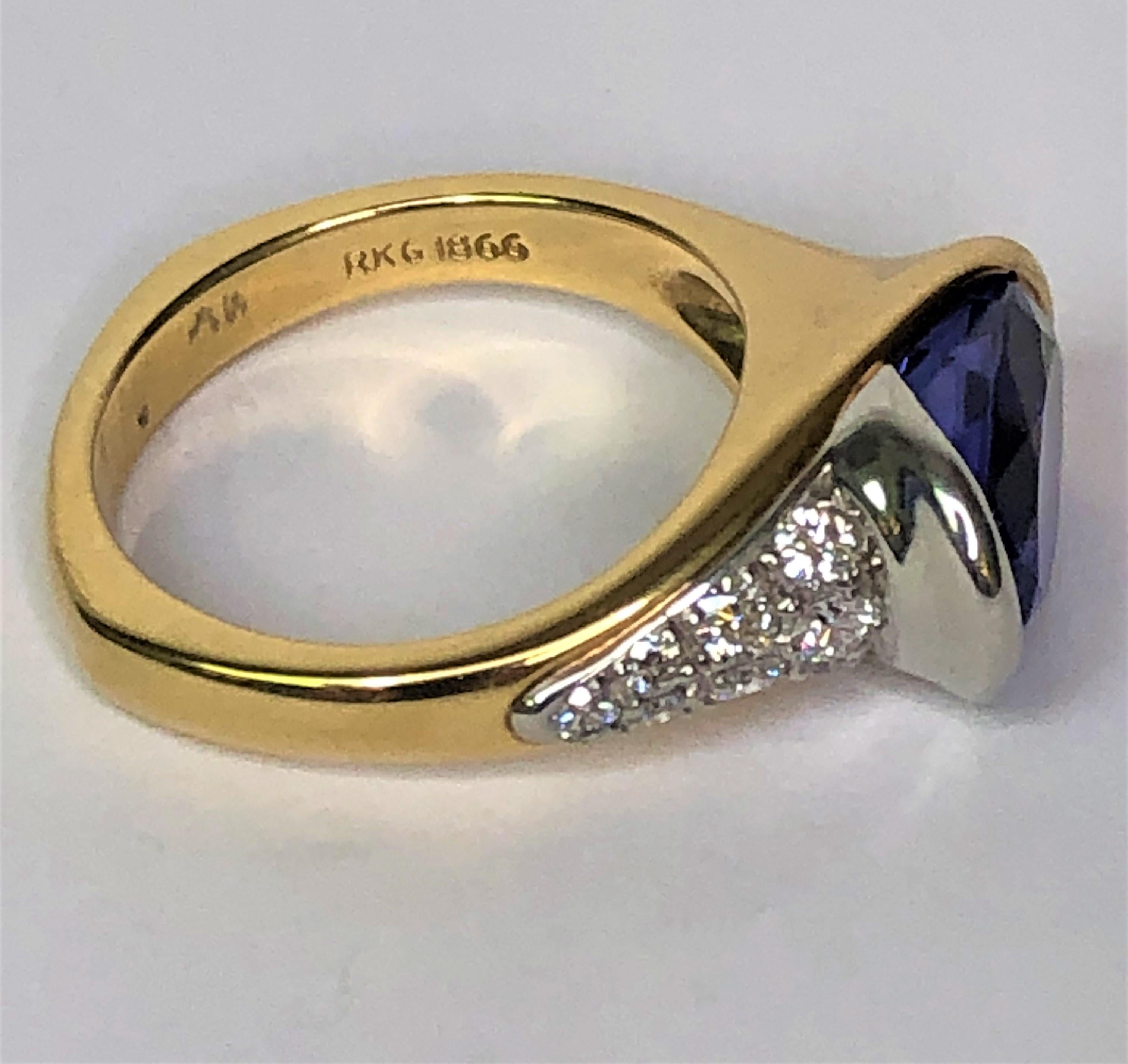 Oval Cut Richard Krementz 4.8 Tanzanite Diamond Ring