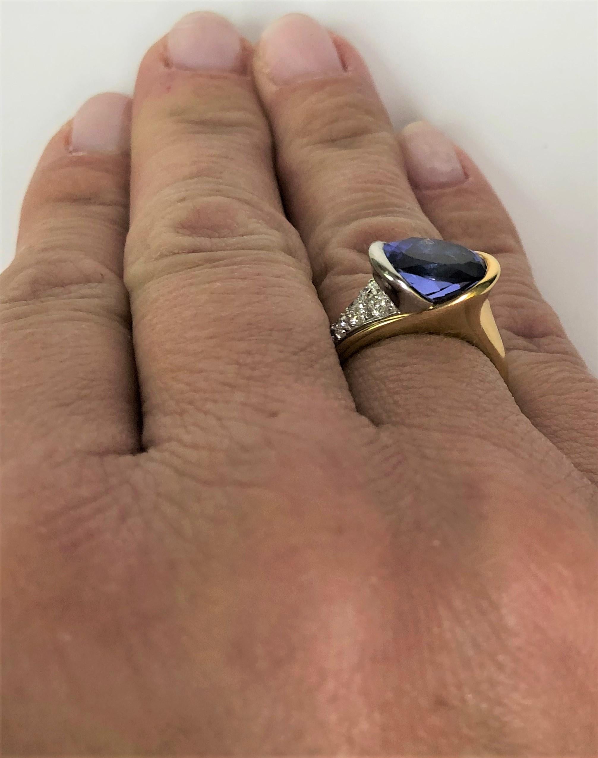 Richard Krementz 4.8 Tanzanite Diamond Ring In New Condition In Cincinnati, OH